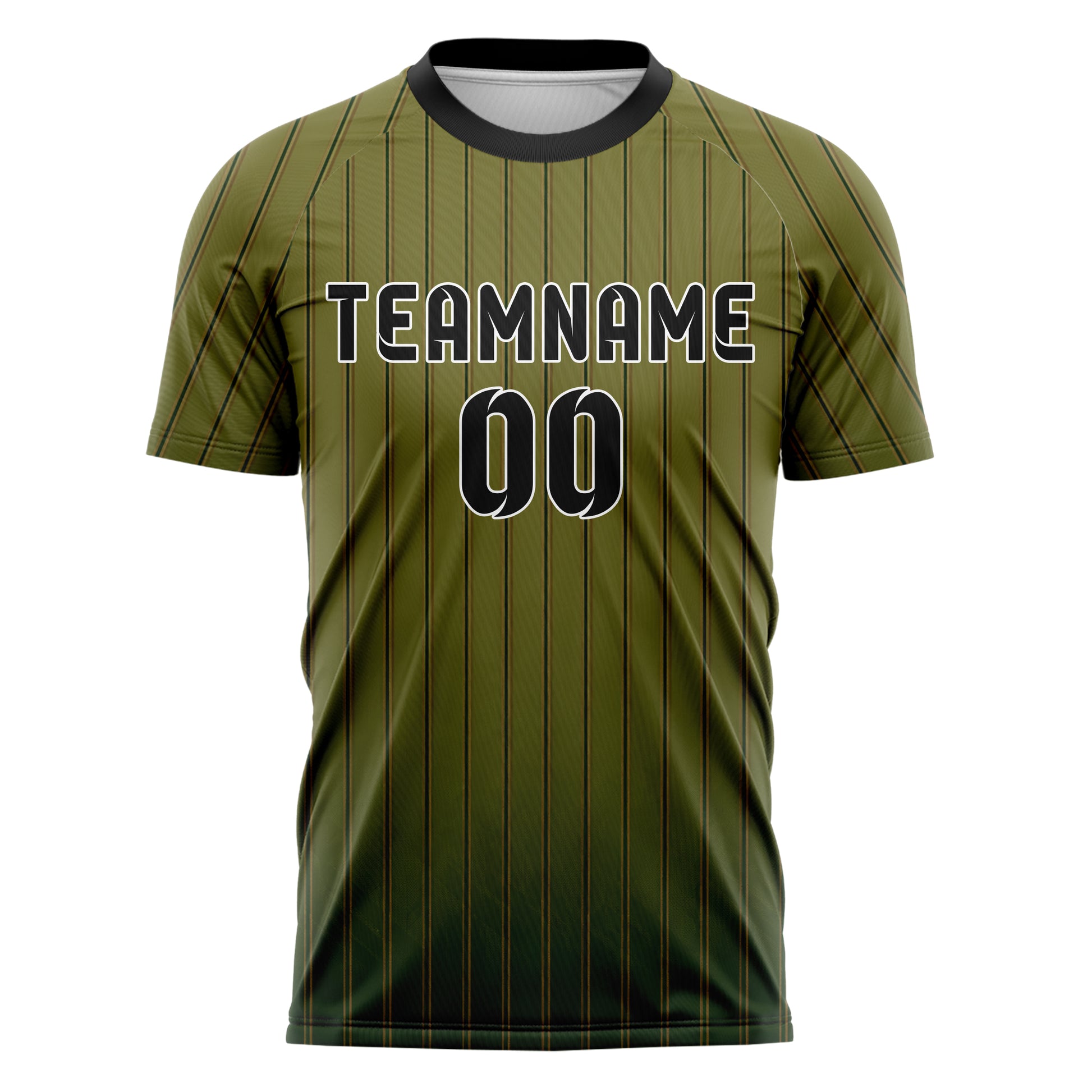 Olivgruen erdiges Nadelstreifen enge Pinstripes Design 11-0011 individuelles Fußballtrikot front