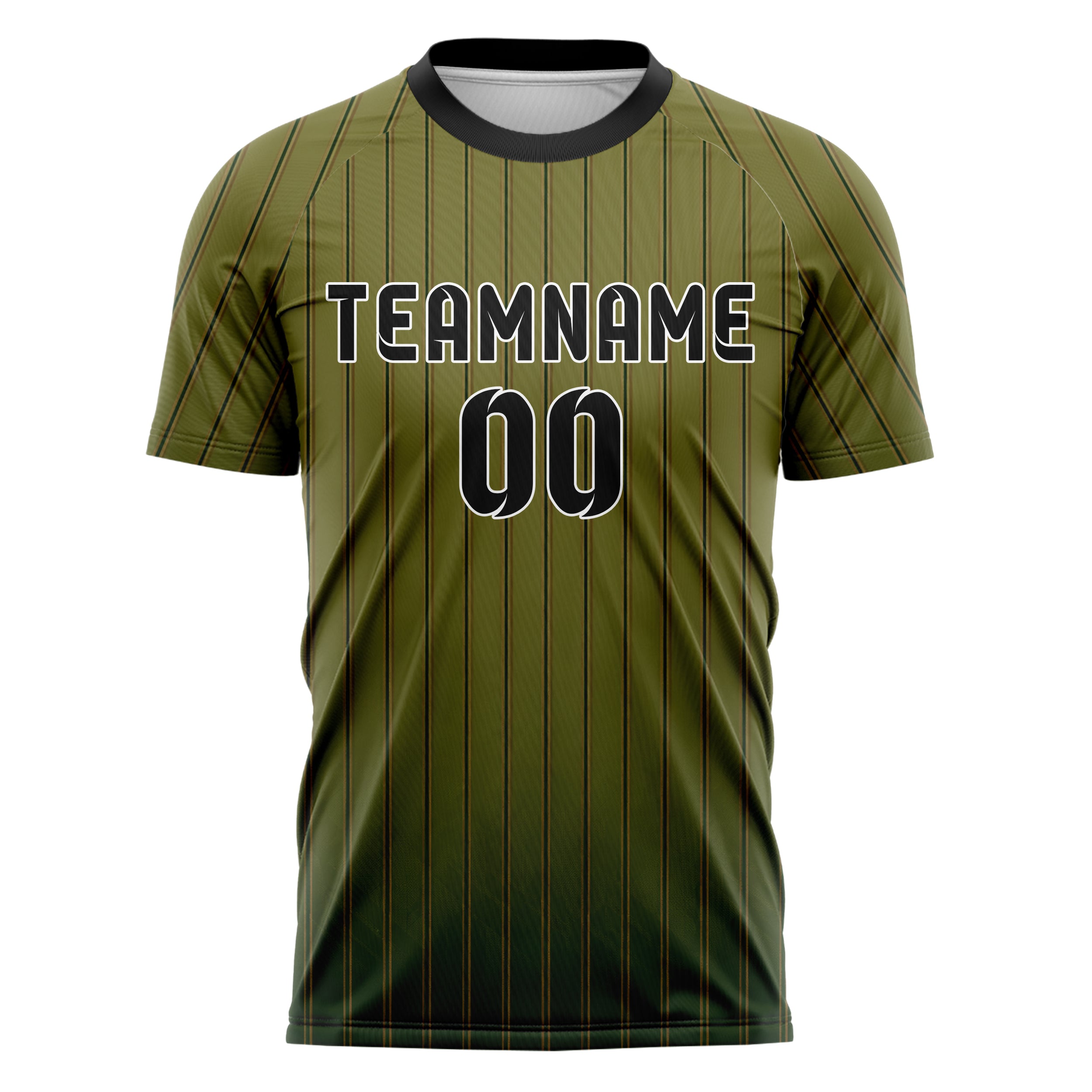 Olivgruen erdiges Nadelstreifen enge Pinstripes Design 11-0011 individuelles Fußballtrikot front