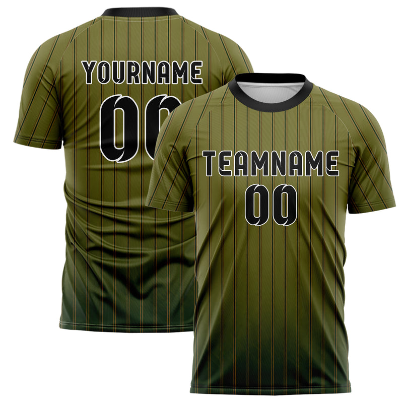 Olivgruen erdiges Nadelstreifen enge Pinstripes Design 11-0011 individuelles Fußballtrikot main