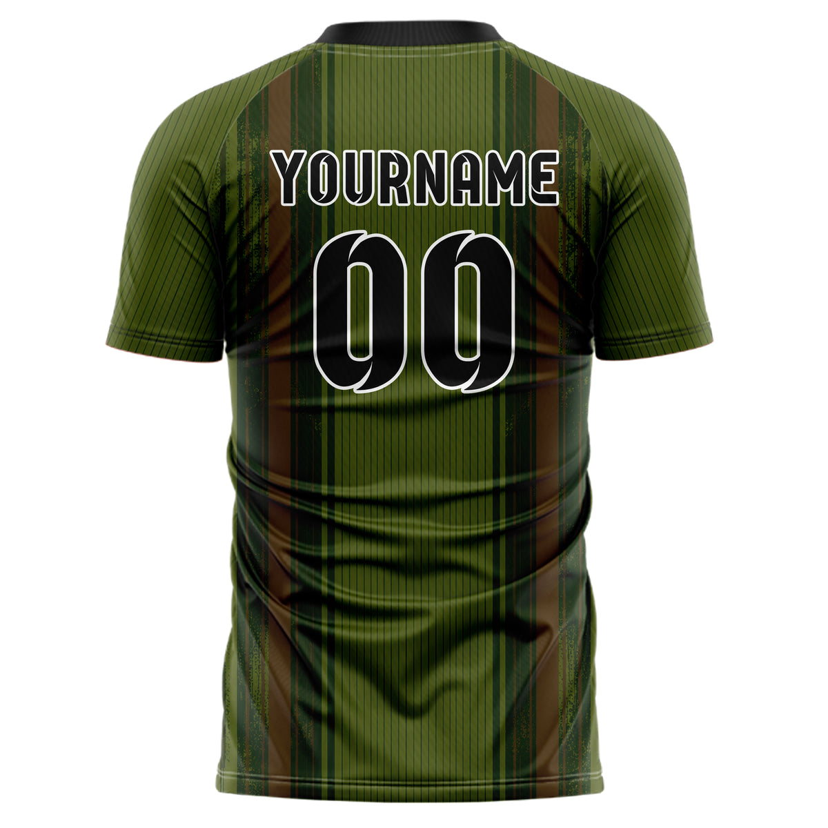 Olivgruen erdiges Nadelstreifen enge Pinstripes Design 11-0041 individuelles Fußballtrikot back