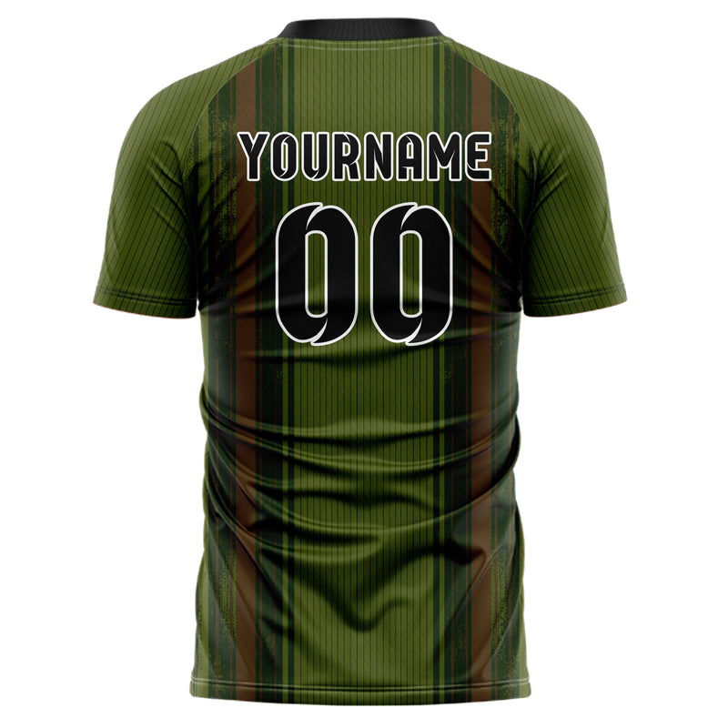 Olivgruen erdiges Nadelstreifen enge Pinstripes Design 11-0041 individuelles Fußballtrikot back