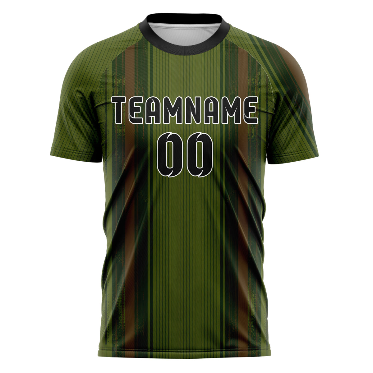 Olivgruen erdiges Nadelstreifen enge Pinstripes Design 11-0041 individuelles Fußballtrikot front