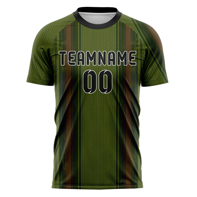 Olivgruen erdiges Nadelstreifen enge Pinstripes Design 11-0041 individuelles Fußballtrikot front