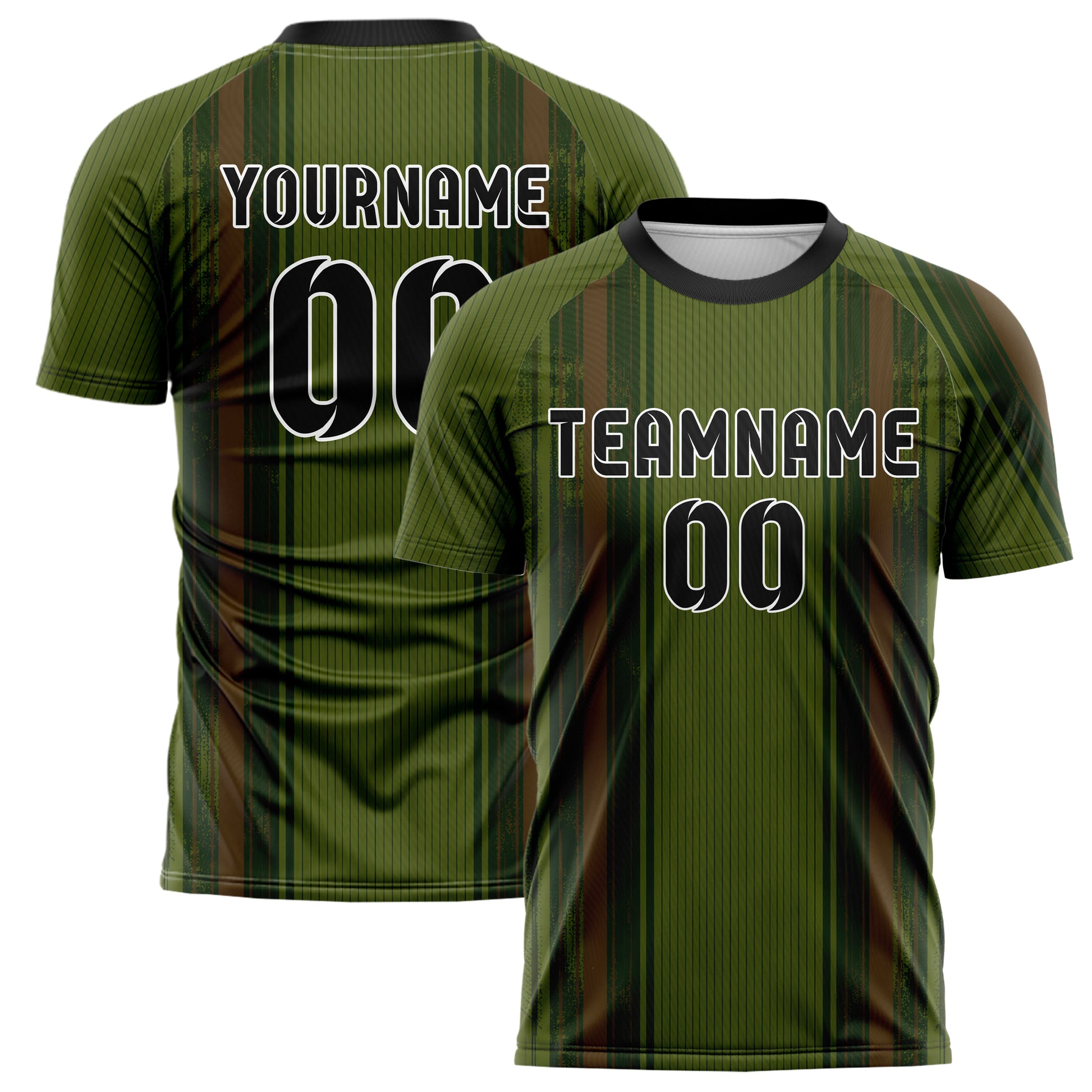 Olivgruen erdiges Nadelstreifen enge Pinstripes Design 11-0041 individuelles Fußballtrikot main