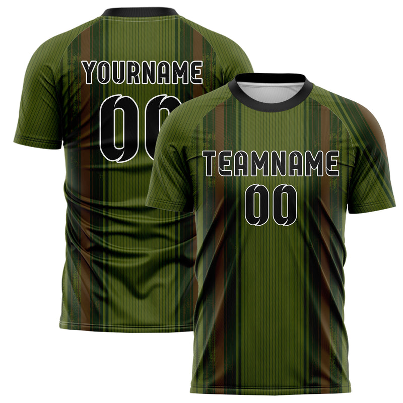 Olivgruen erdiges Nadelstreifen enge Pinstripes Design 11-0041 individuelles Fußballtrikot main