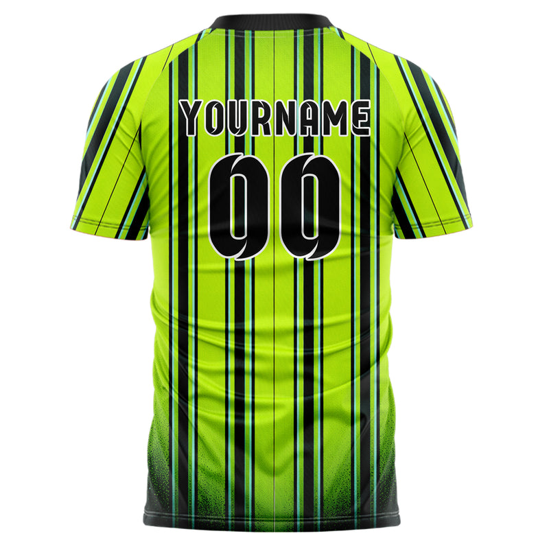 Neongruen lebendiges Nadelstreifen Double Pinstripe Design 11-0024 individuelles Fußballtrikot back