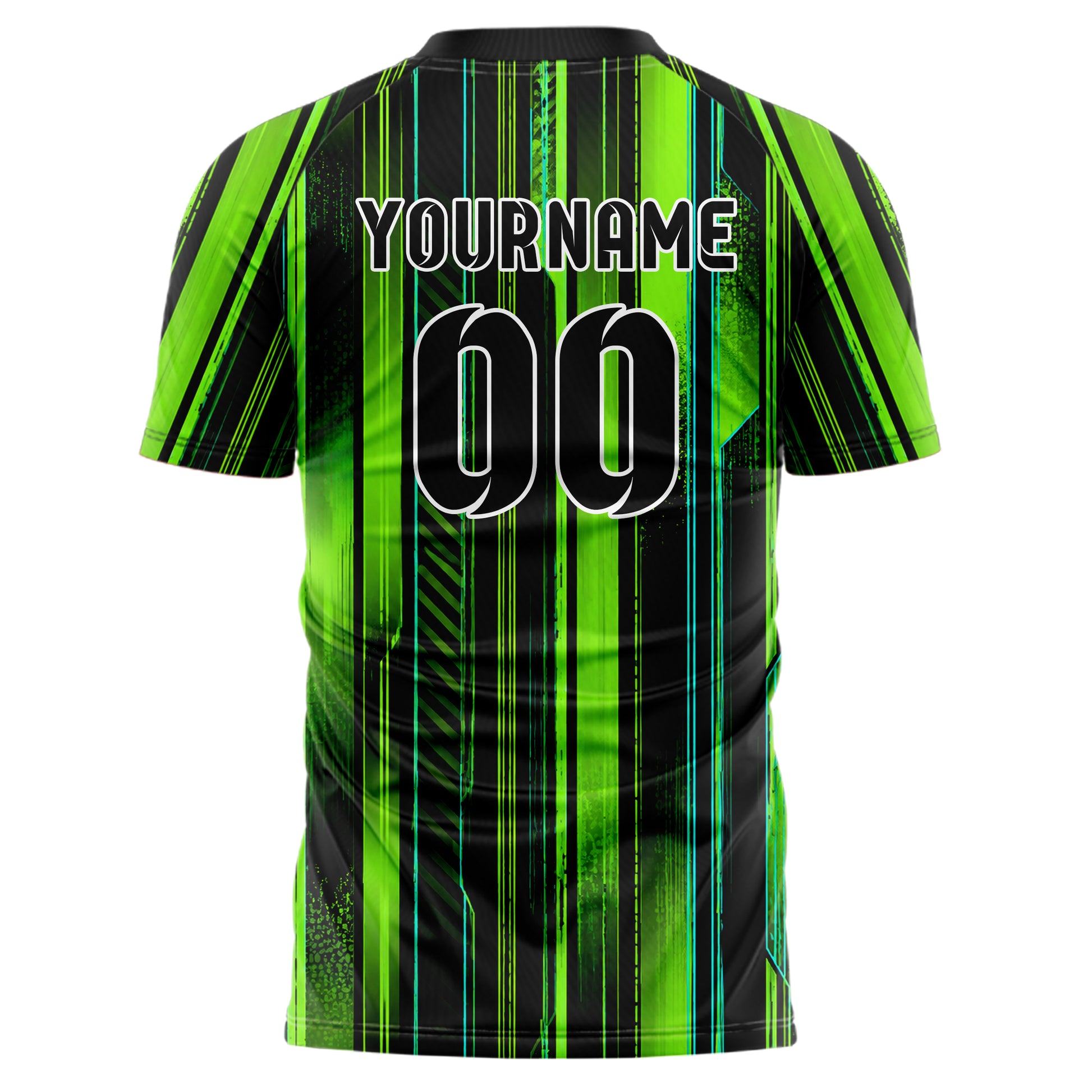 Neongruen lebendiges Nadelstreifen Double Pinstripe Design 11-0036 individuelles Fußballtrikot back