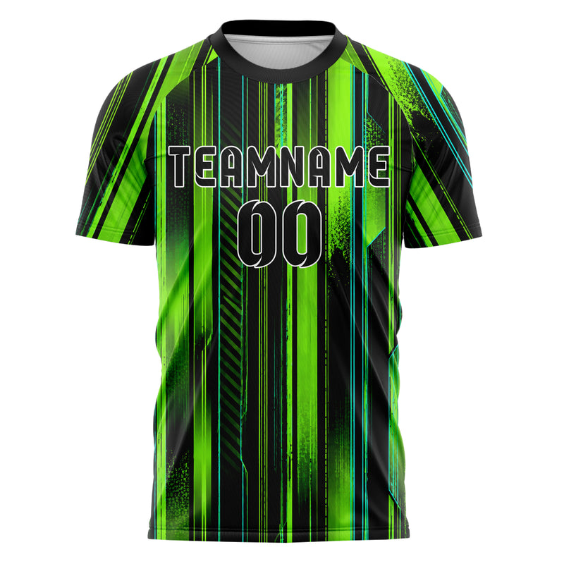 Neongruen lebendiges Nadelstreifen Double Pinstripe Design 11-0036 individuelles Fußballtrikot front