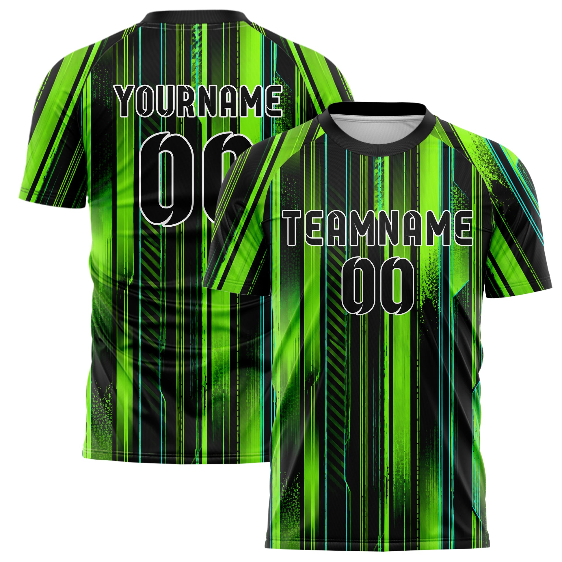 Neongruen lebendiges Nadelstreifen Double Pinstripe Design 11-0036 individuelles Fußballtrikot main
