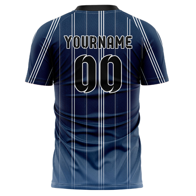 Marineblau klassisches Nadelstreifen klassische vertikale Pinstripes Design 11-0028 individuelles Fußballtrikot back