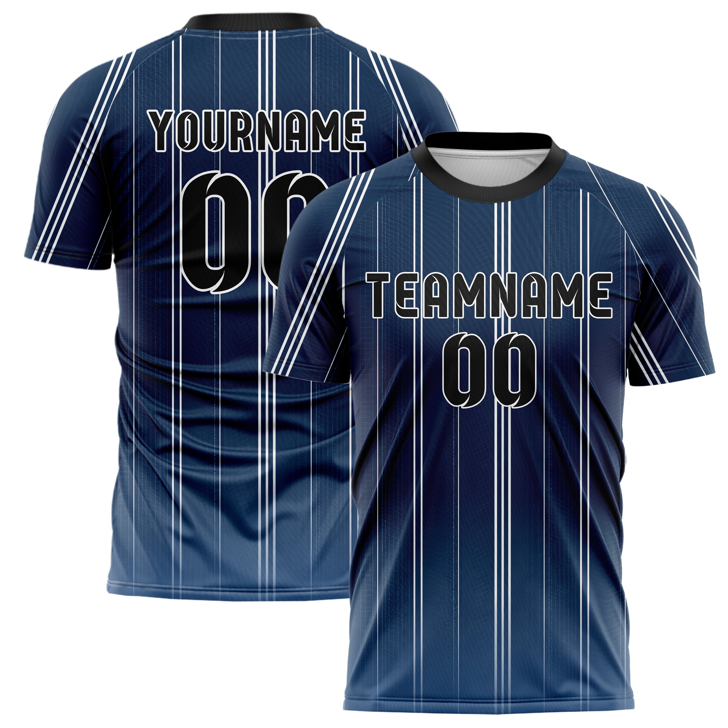 Marineblau klassisches Nadelstreifen klassische vertikale Pinstripes Design 11-0028 individuelles Fußballtrikot main