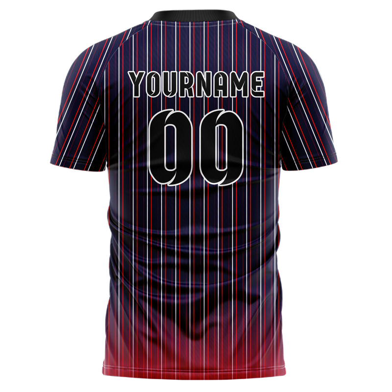Marineblau klassisches Nadelstreifen enge Pinstripes Design 11-0047 individuelles Fußballtrikot back