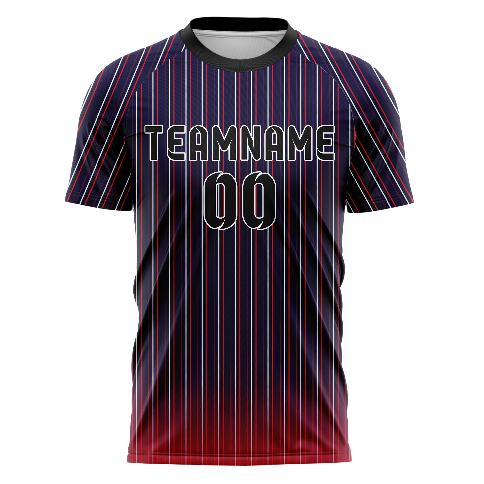 Marineblau klassisches Nadelstreifen enge Pinstripes Design 11-0047 individuelles Fußballtrikot front