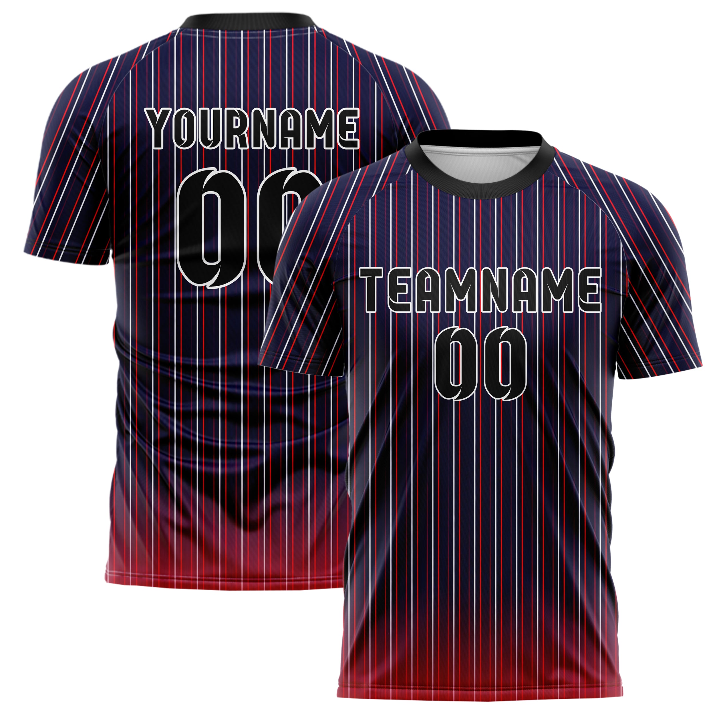 Marineblau klassisches Nadelstreifen enge Pinstripes Design 11-0047 individuelles Fußballtrikot main