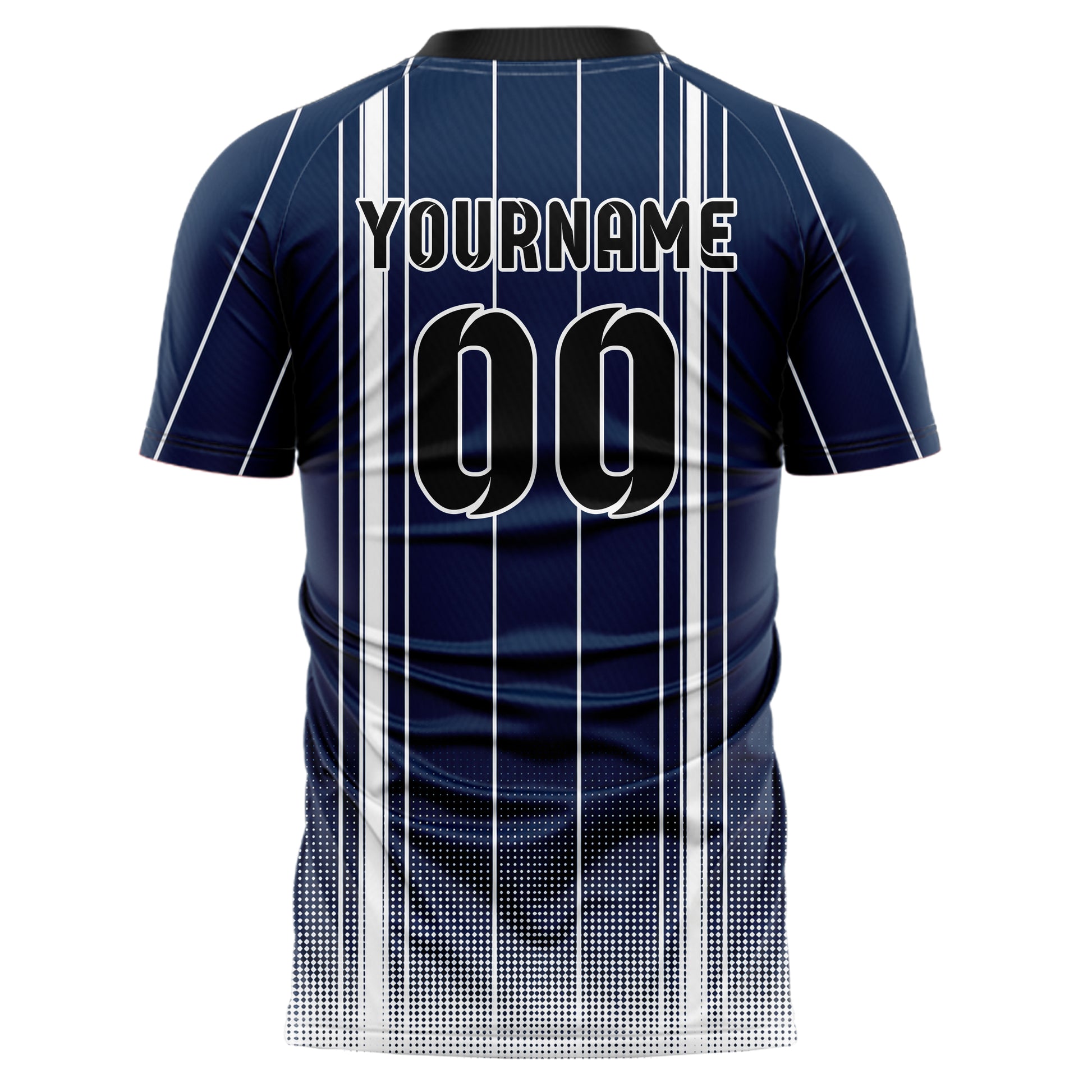 Marineblau klassisches Nadelstreifen weite Pinstripes Design 11-0019 individuelles Fußballtrikot back