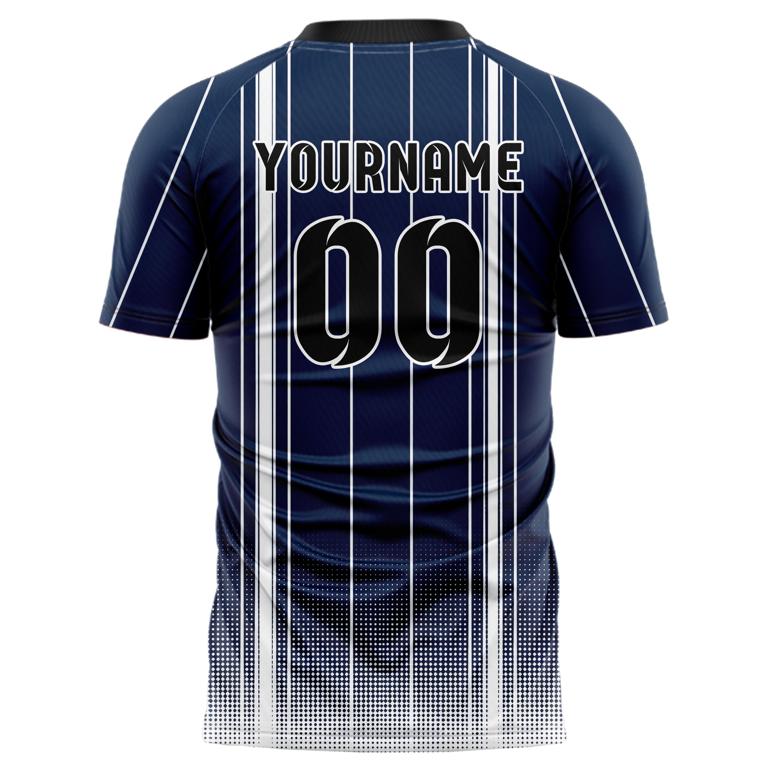 Marineblau klassisches Nadelstreifen weite Pinstripes Design 11-0019 individuelles Fußballtrikot back