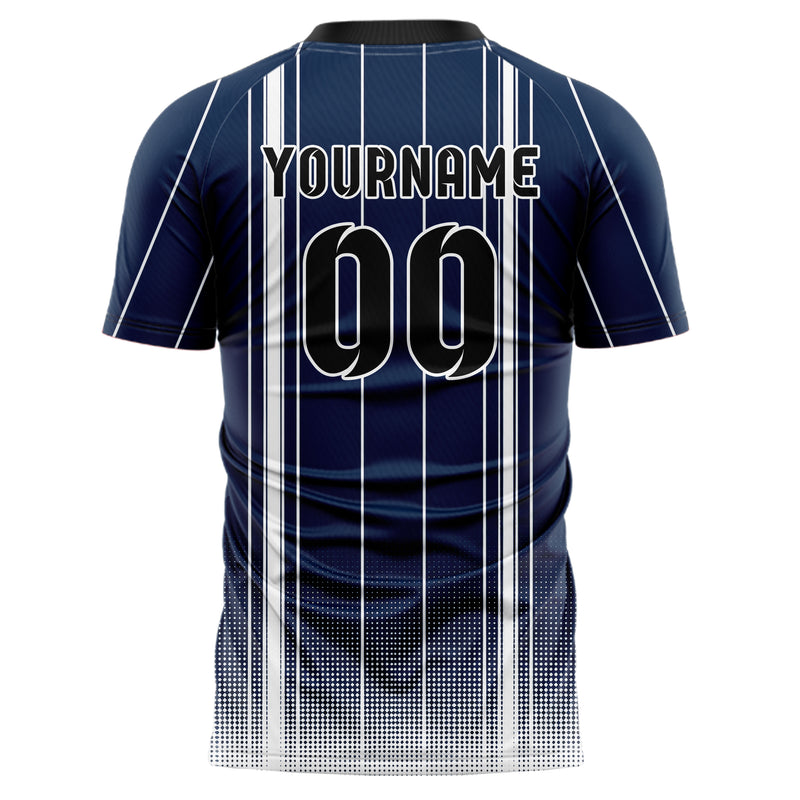 Marineblau klassisches Nadelstreifen weite Pinstripes Design 11-0019 individuelles Fußballtrikot back