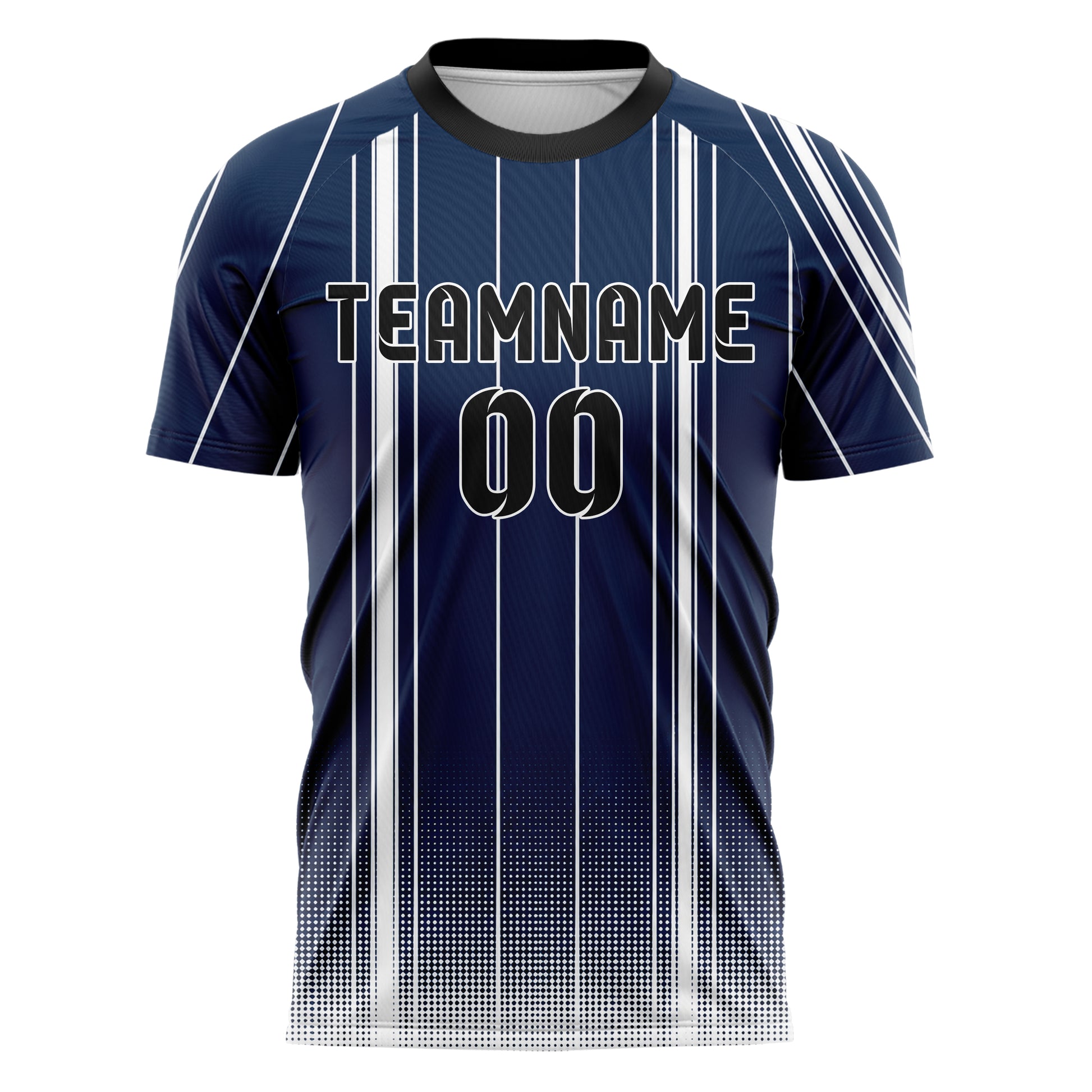 Marineblau klassisches Nadelstreifen weite Pinstripes Design 11-0019 individuelles Fußballtrikot front