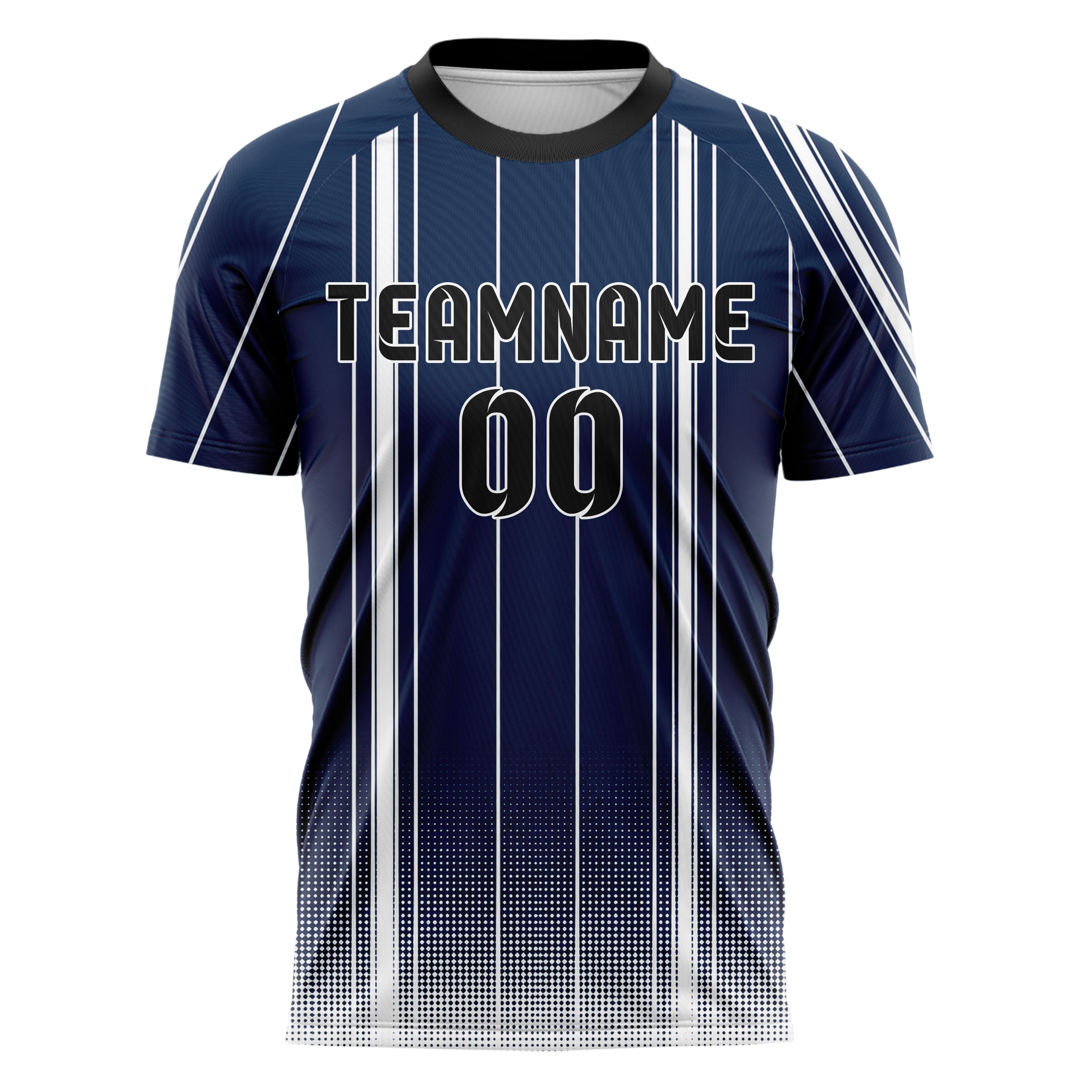 Marineblau klassisches Nadelstreifen weite Pinstripes Design 11-0019 individuelles Fußballtrikot front
