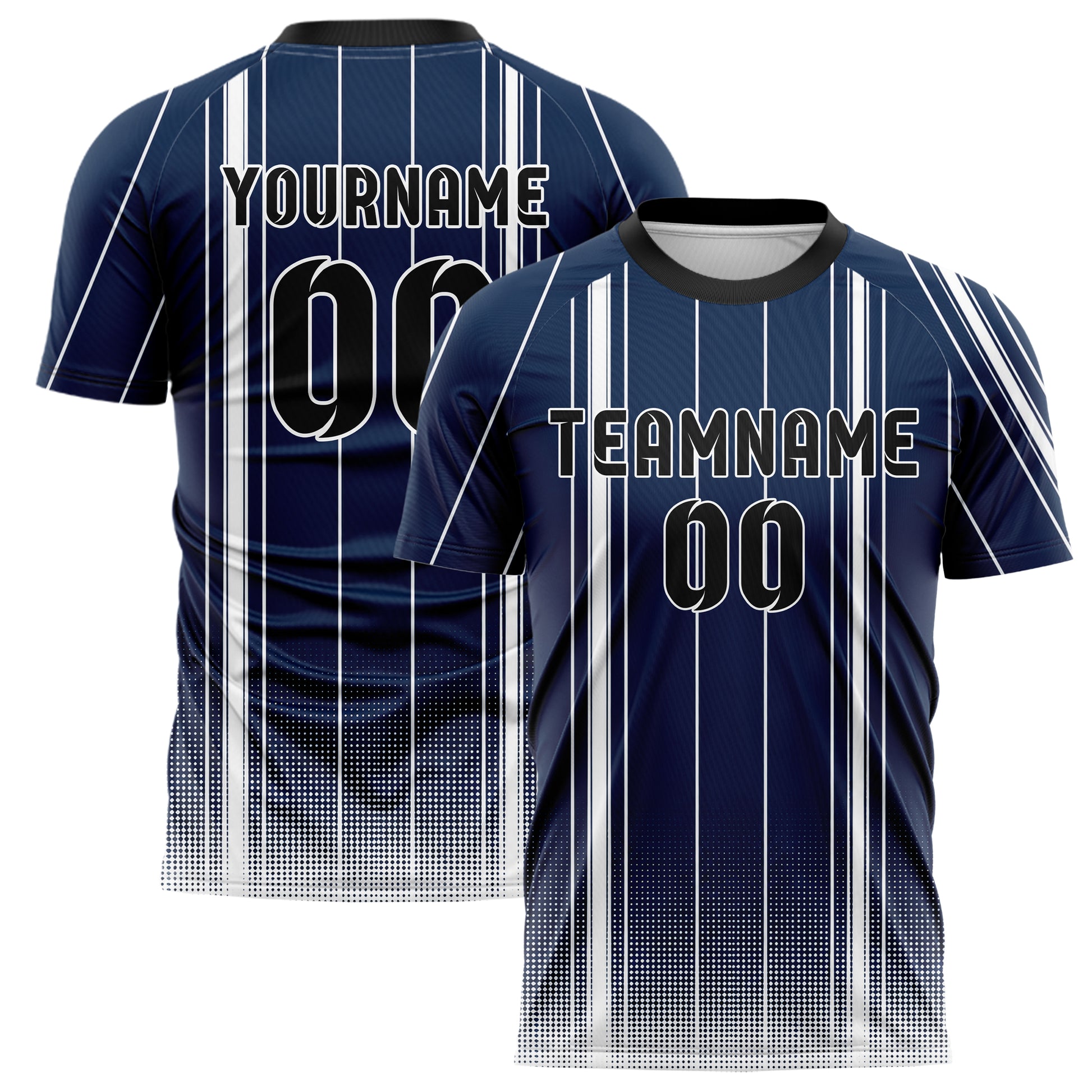 Marineblau klassisches Nadelstreifen weite Pinstripes Design 11-0019 individuelles Fußballtrikot main