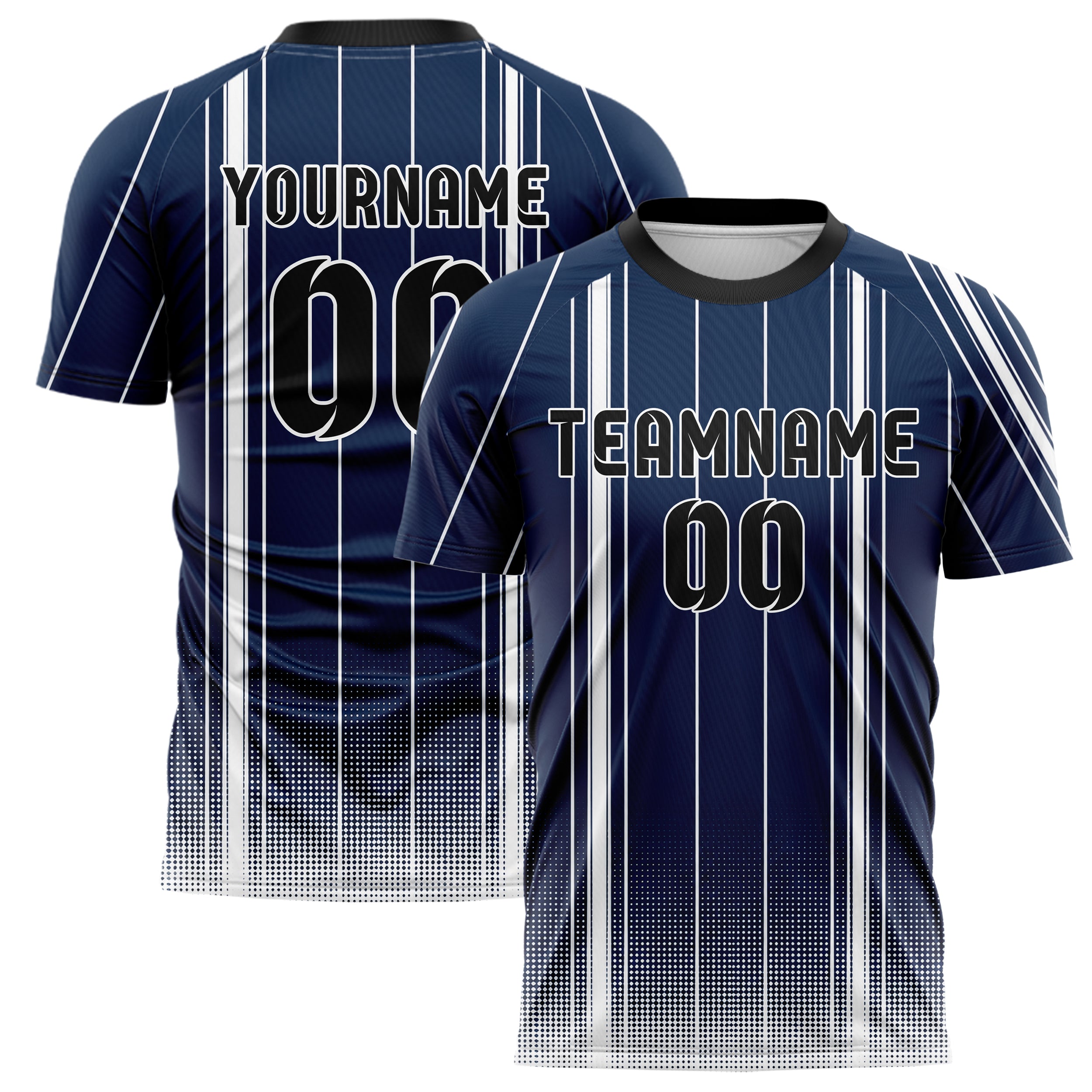 Marineblau klassisches Nadelstreifen weite Pinstripes Design 11-0019 individuelles Fußballtrikot main