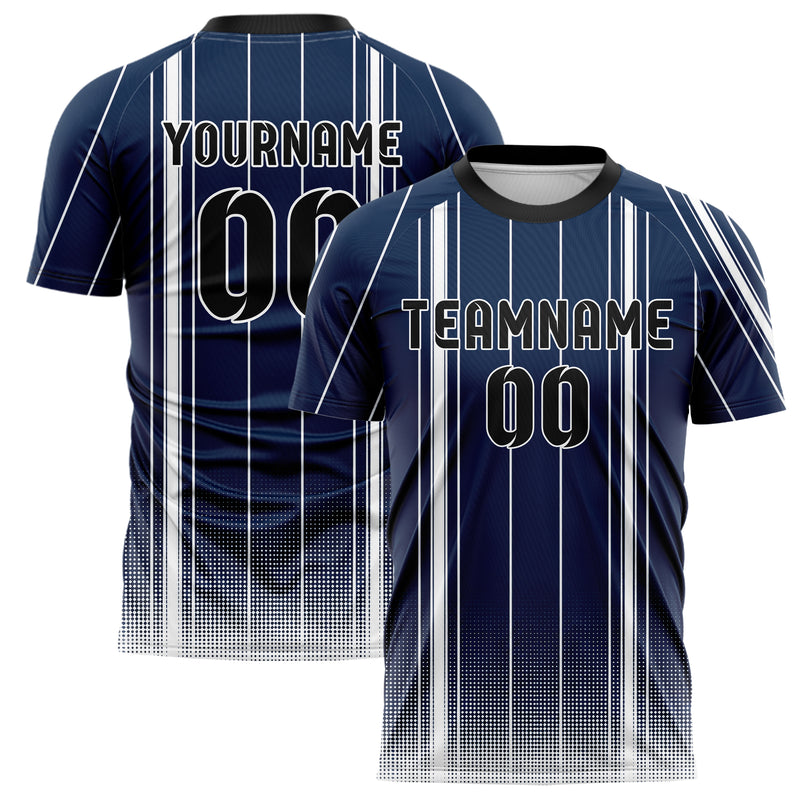 Marineblau klassisches Nadelstreifen weite Pinstripes Design 11-0019 individuelles Fußballtrikot main