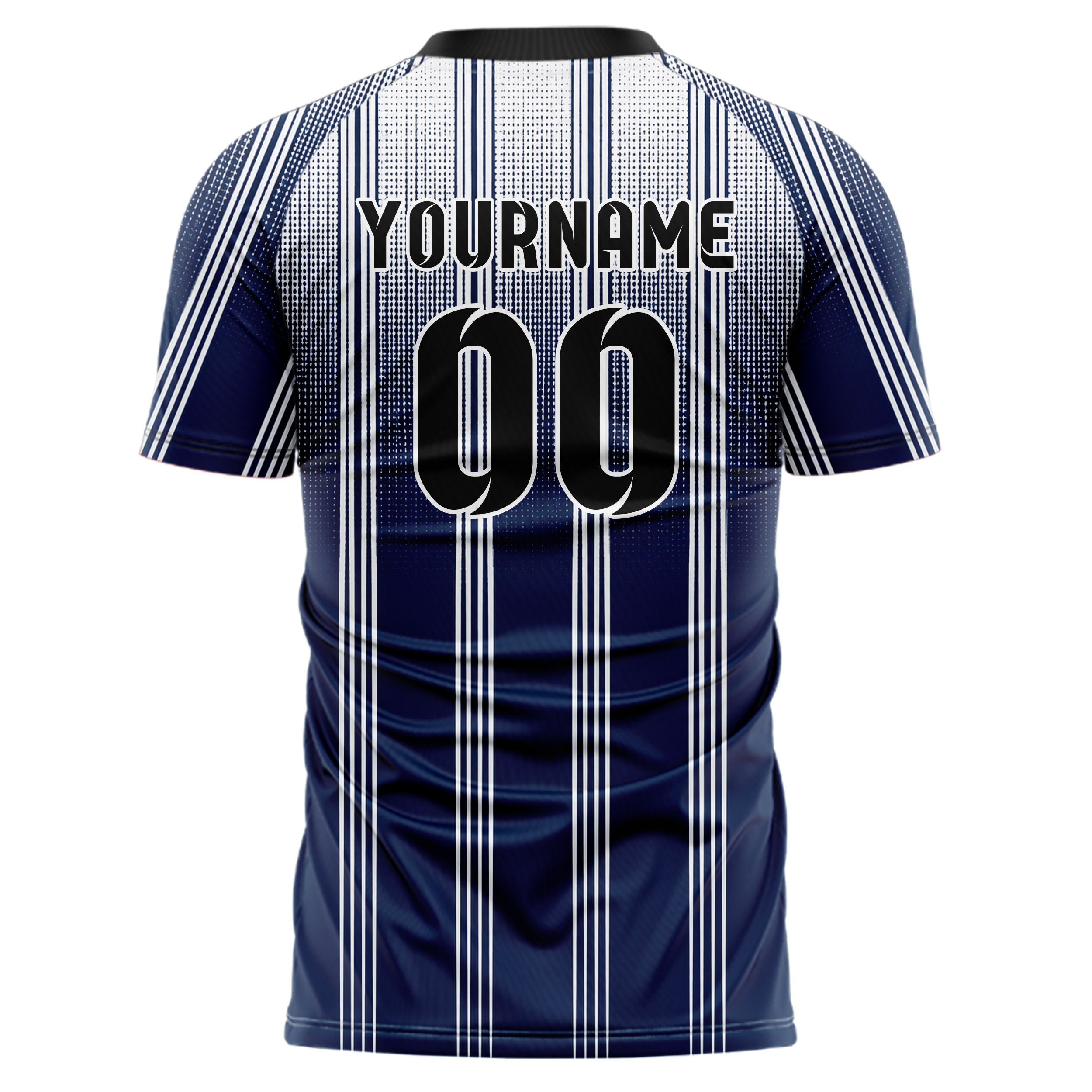 Marineblau klassisches Nadelstreifen weite Pinstripes Design 11-0049 individuelles Fußballtrikot back