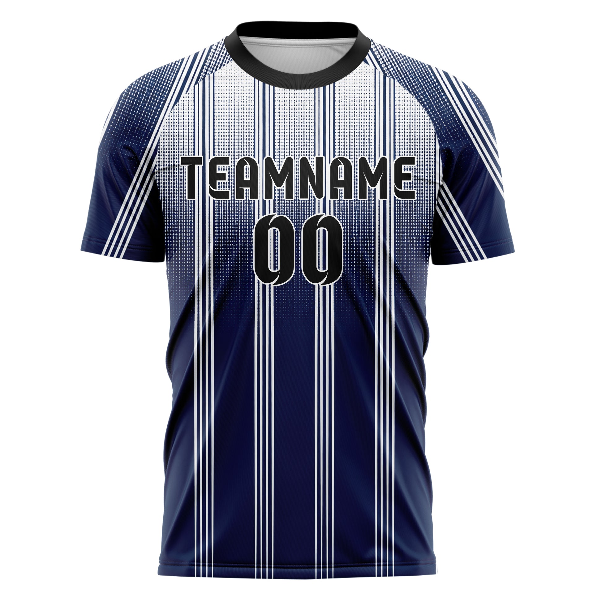 Marineblau klassisches Nadelstreifen weite Pinstripes Design 11-0049 individuelles Fußballtrikot front