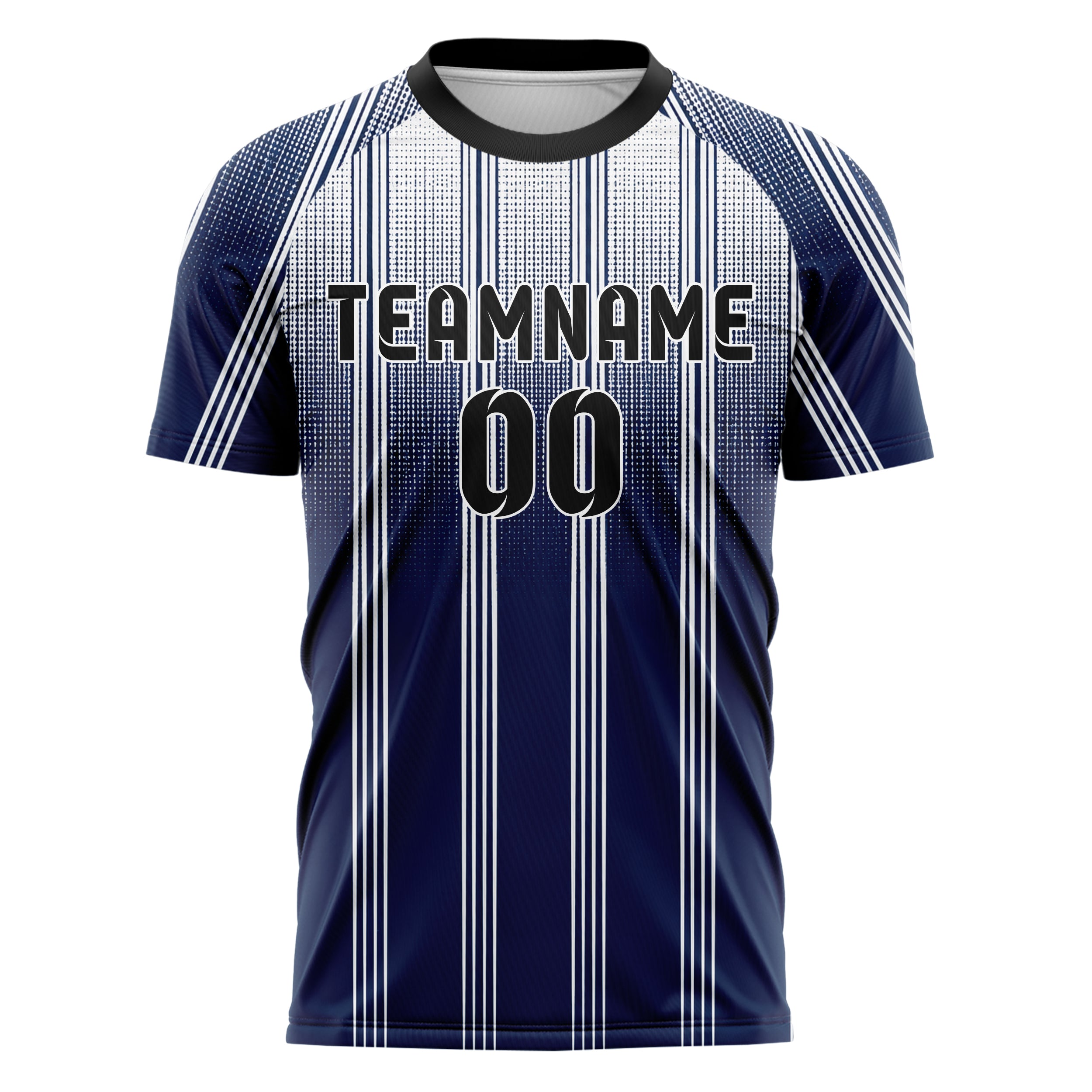 Marineblau klassisches Nadelstreifen weite Pinstripes Design 11-0049 individuelles Fußballtrikot front