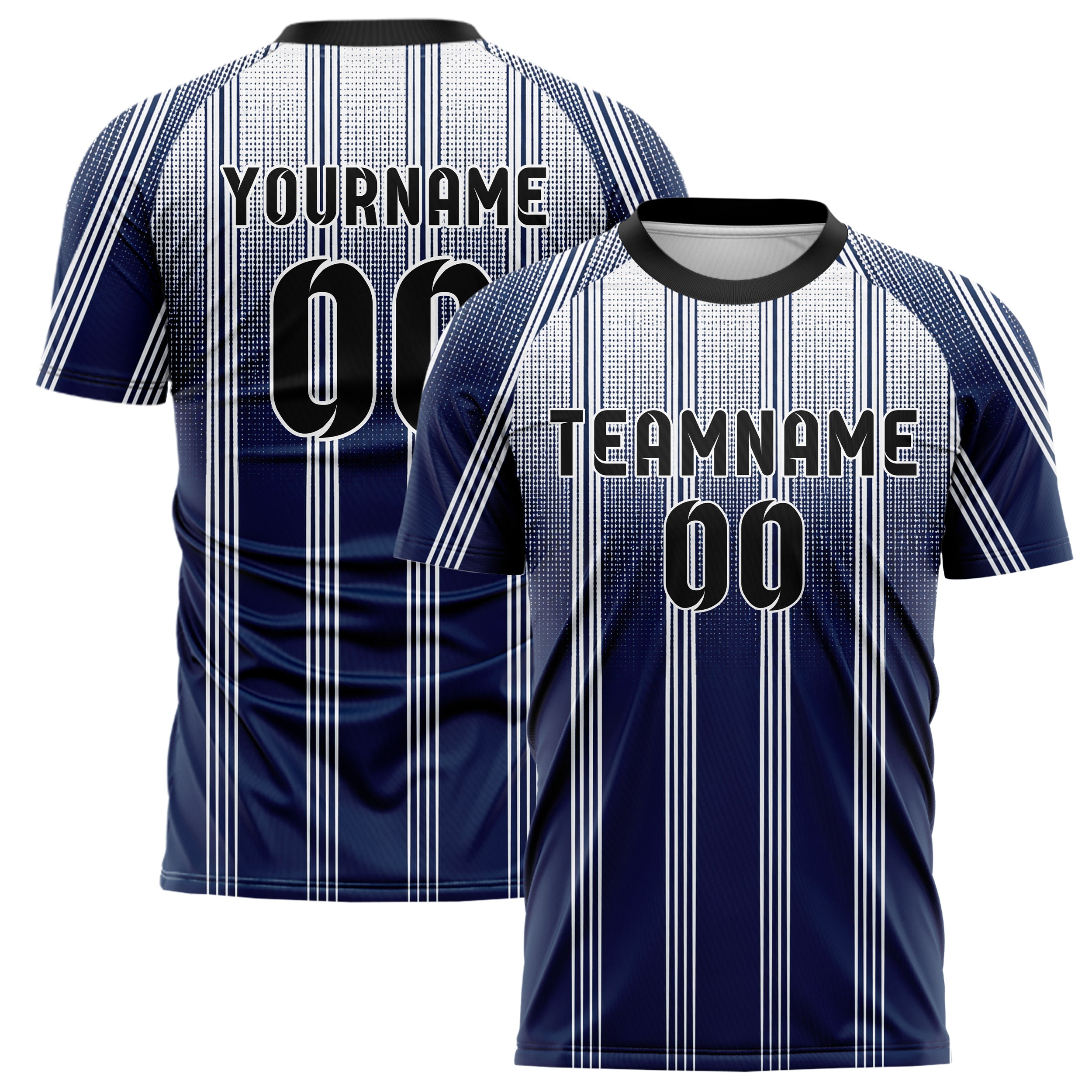Marineblau klassisches Nadelstreifen weite Pinstripes Design 11-0049 individuelles Fußballtrikot main