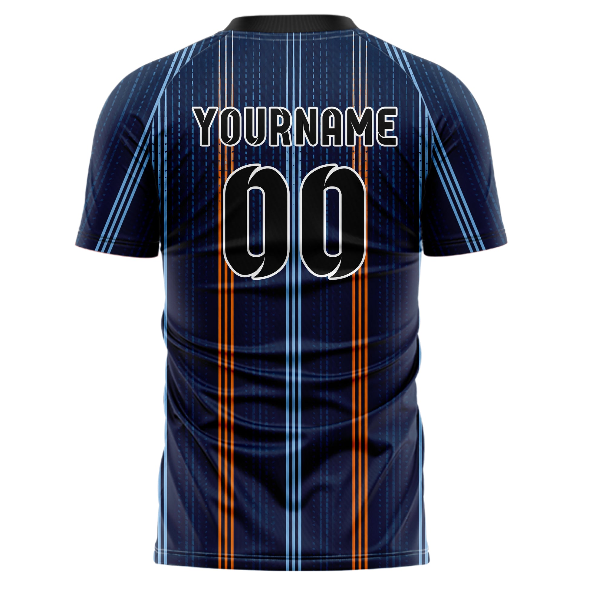 Marineblau lebendiges Nadelstreifen Double Pinstripe Design 11-0012 individuelles Fußballtrikot back