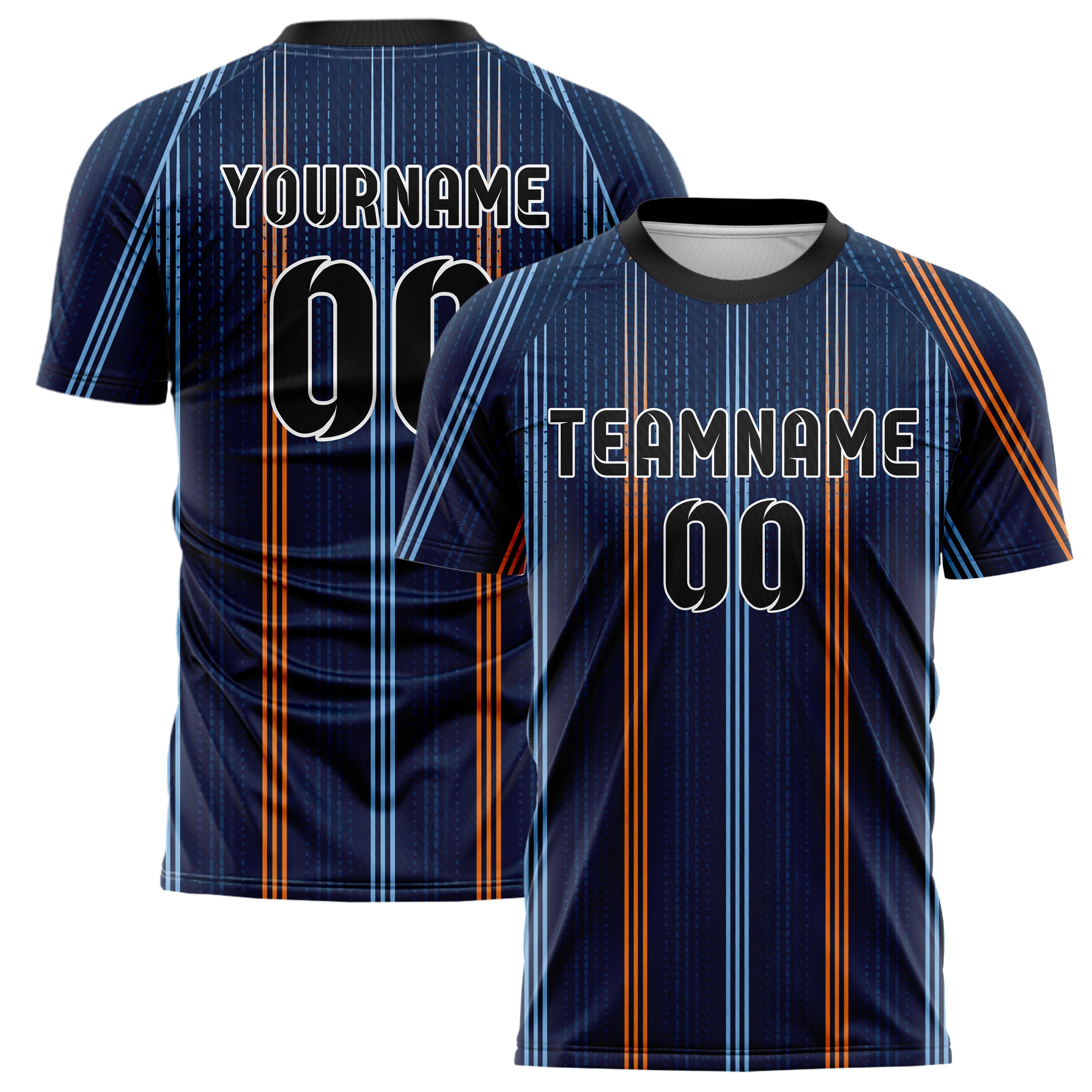 Marineblau lebendiges Nadelstreifen Double Pinstripe Design 11-0012 individuelles Fußballtrikot main
