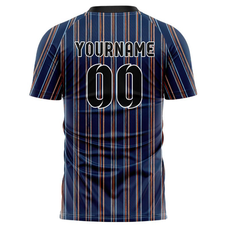 Marineblau lebendiges Nadelstreifen Double Pinstripe Design 11-0018 individuelles Fußballtrikot back