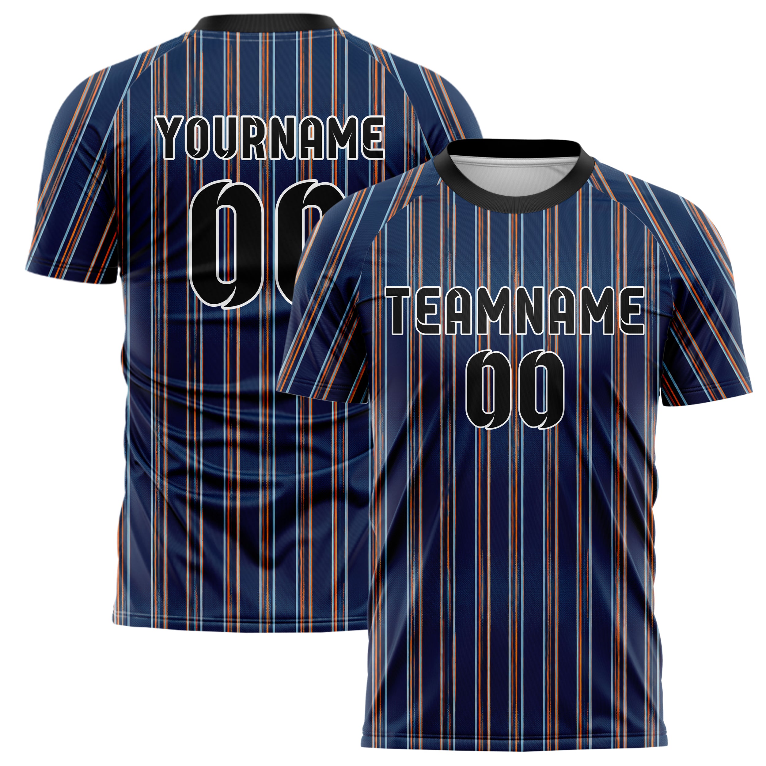 Marineblau lebendiges Nadelstreifen Double Pinstripe Design 11-0018 individuelles Fußballtrikot main