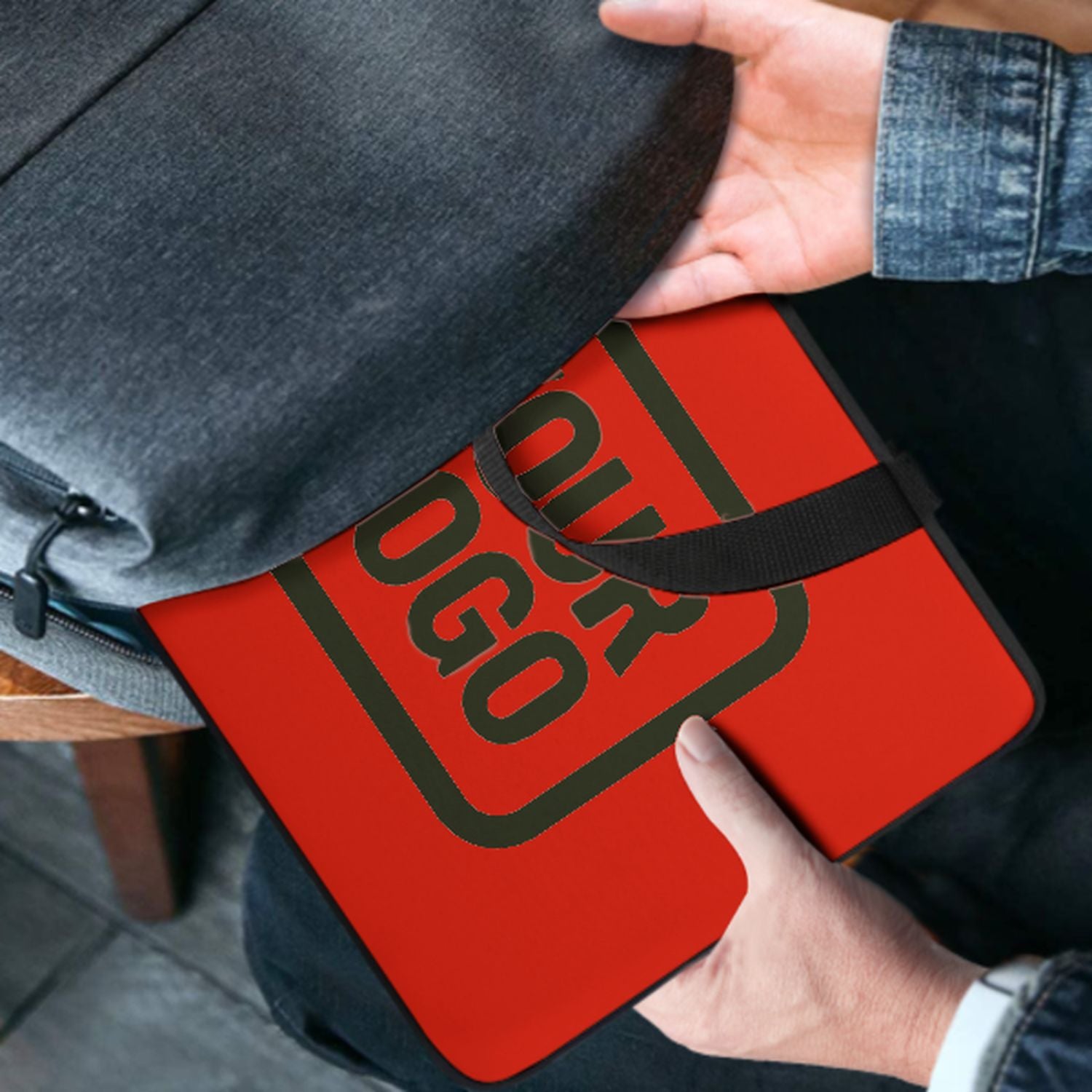 Borsa per laptop personalizzata arancione rossa oliva