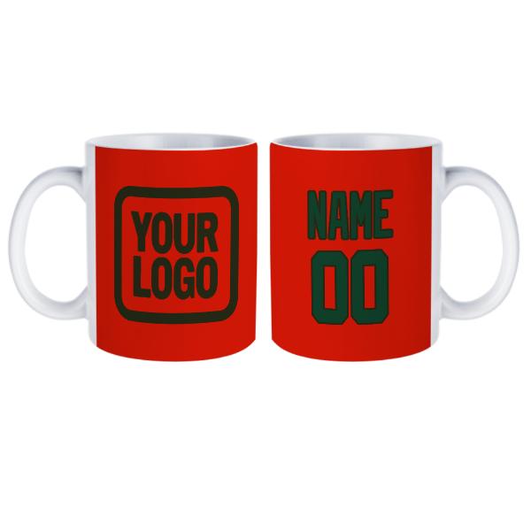 Tazza personalizzata arancione, rossa e verde muschio