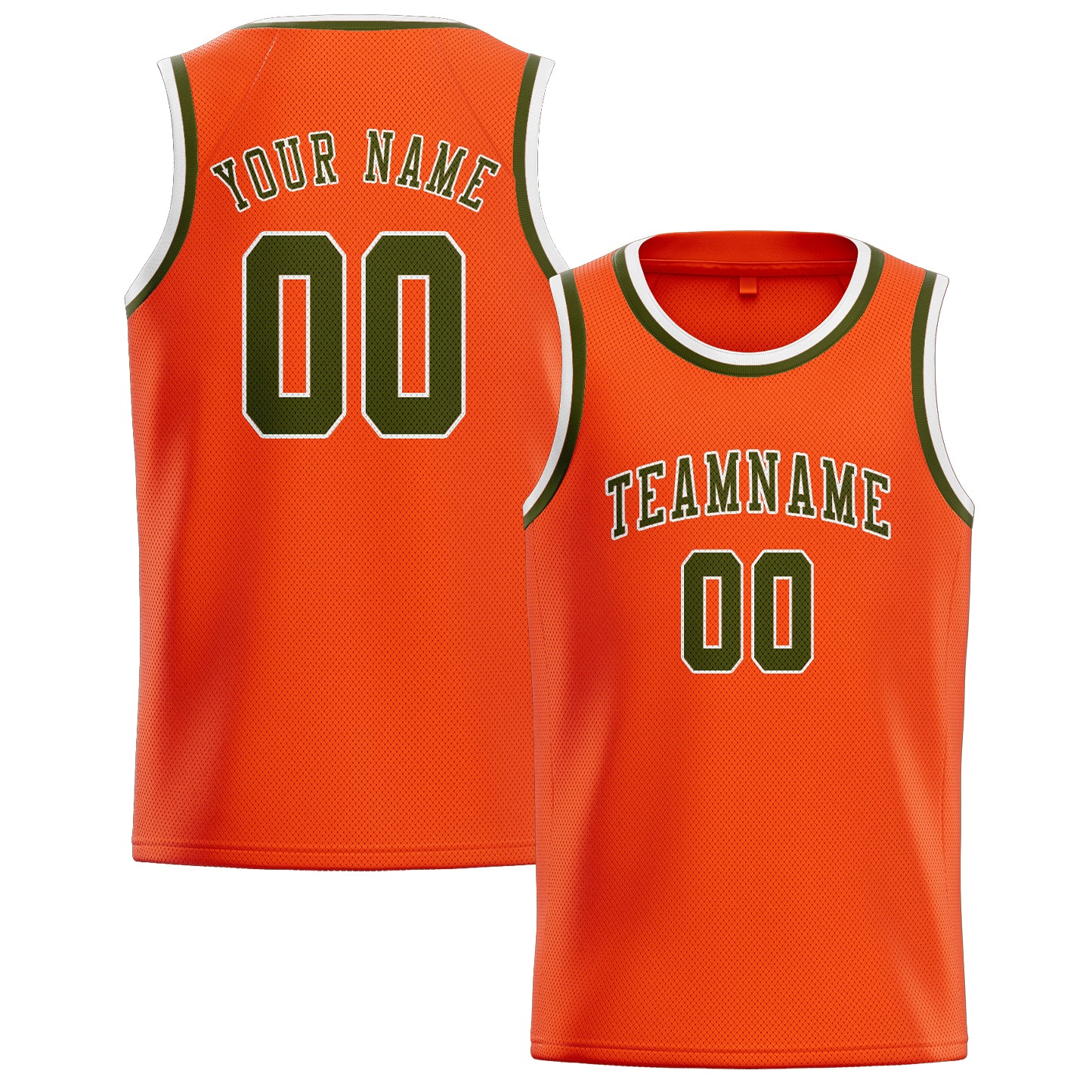 Benutzerdefiniertes Professionelles Orangerot Dunkles Oliv Basketballtrikot