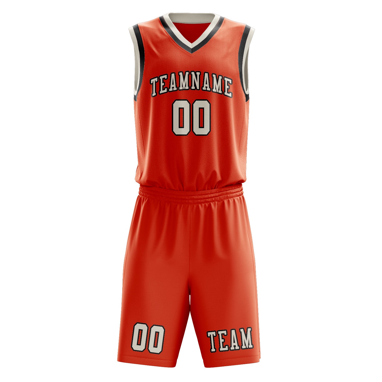 Benutzerdefiniertes Professionelles Orangerot Beige Basketballtrikot-Set