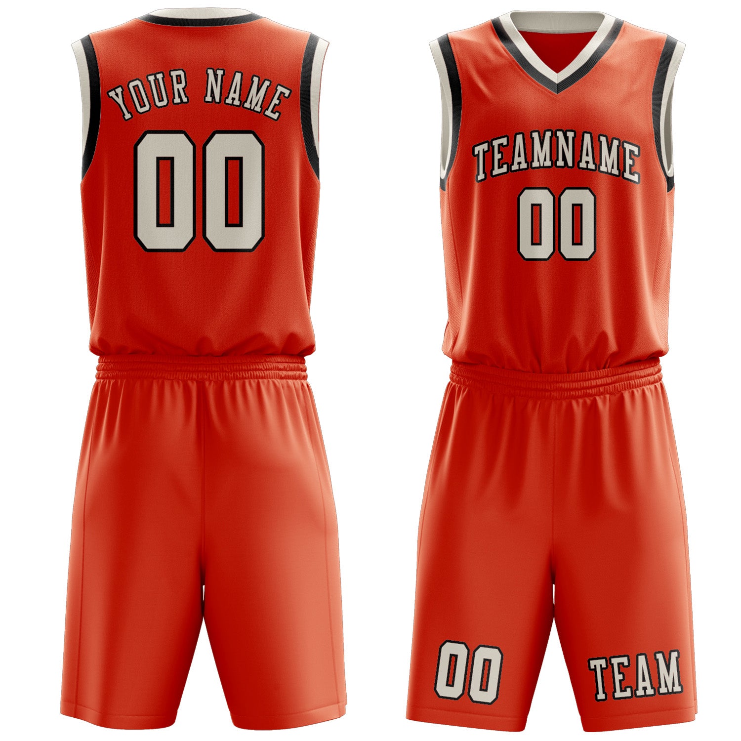 Benutzerdefiniertes Professionelles Orangerot Beige Basketballtrikot-Set