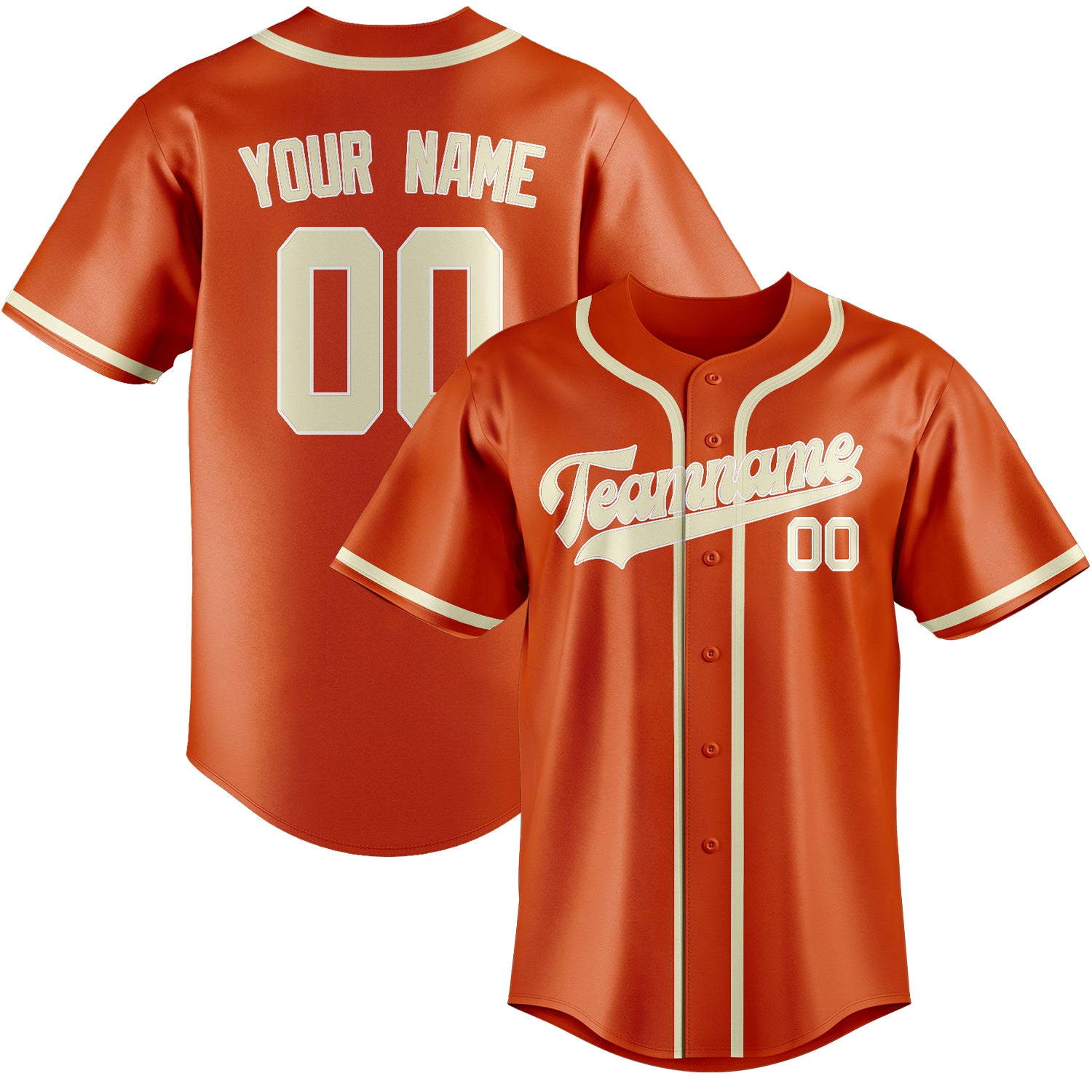 Benutzerdefiniertes Professionelles Orangerot Beige Baseballtrikot