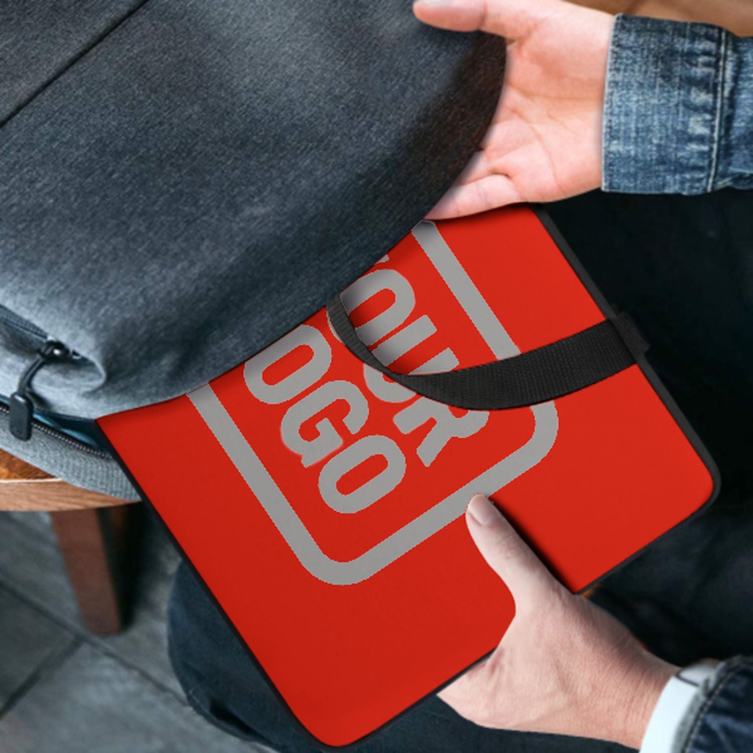 Borsa per laptop personalizzata arancione rossa grigia