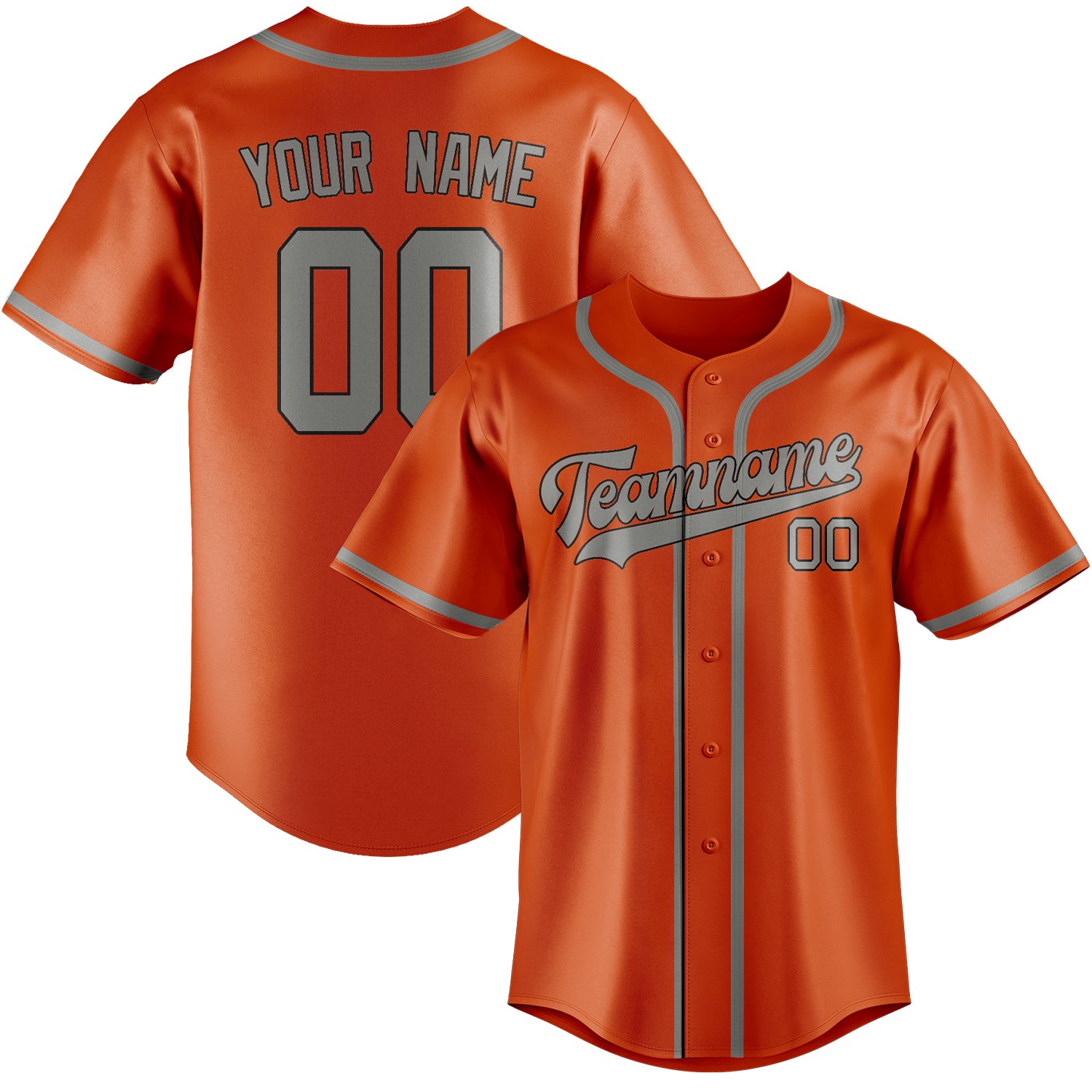 Benutzerdefiniertes Professionelles Orangerot Grau Baseballtrikot