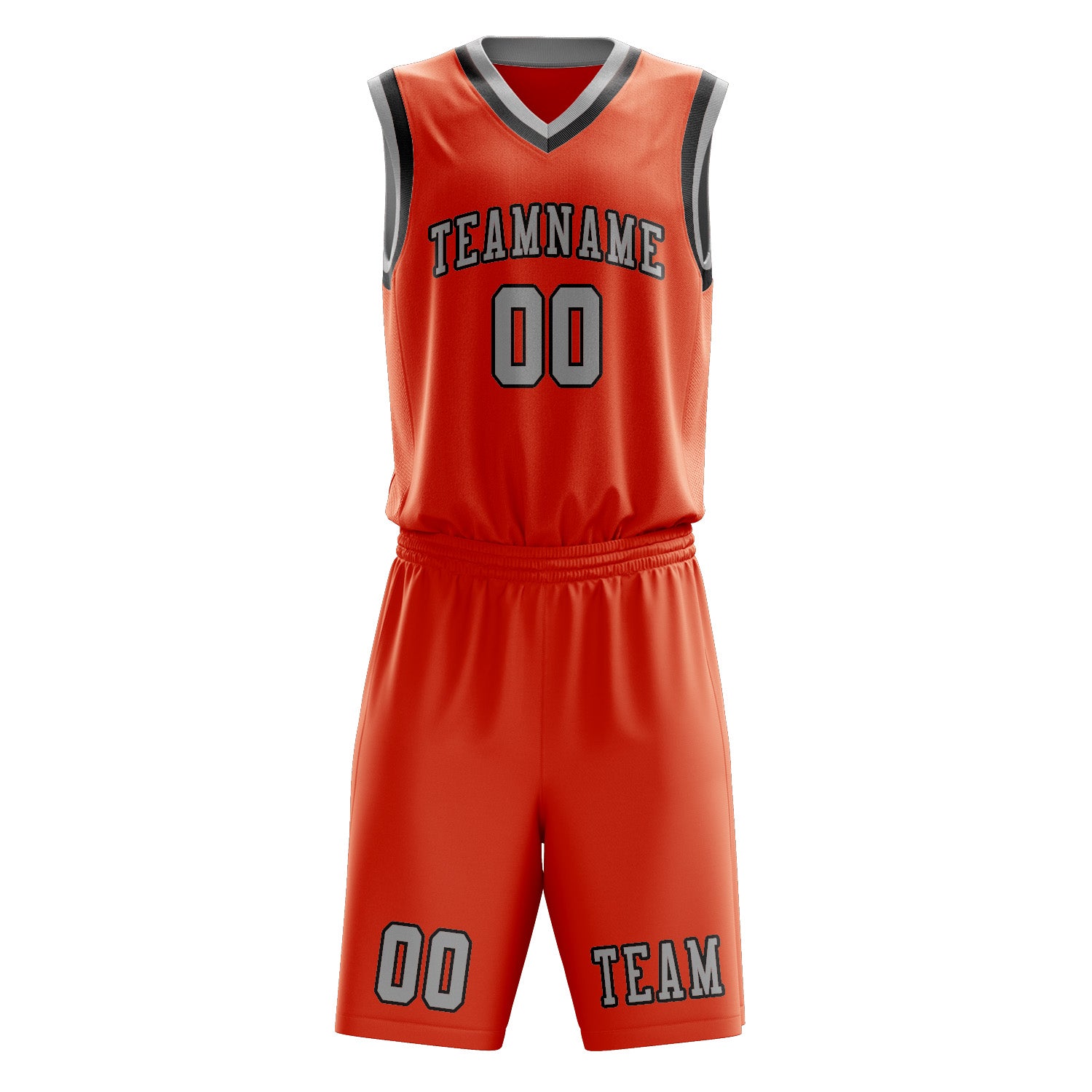 Benutzerdefiniertes Professionelles Orangerot Grau Basketballtrikot-Set