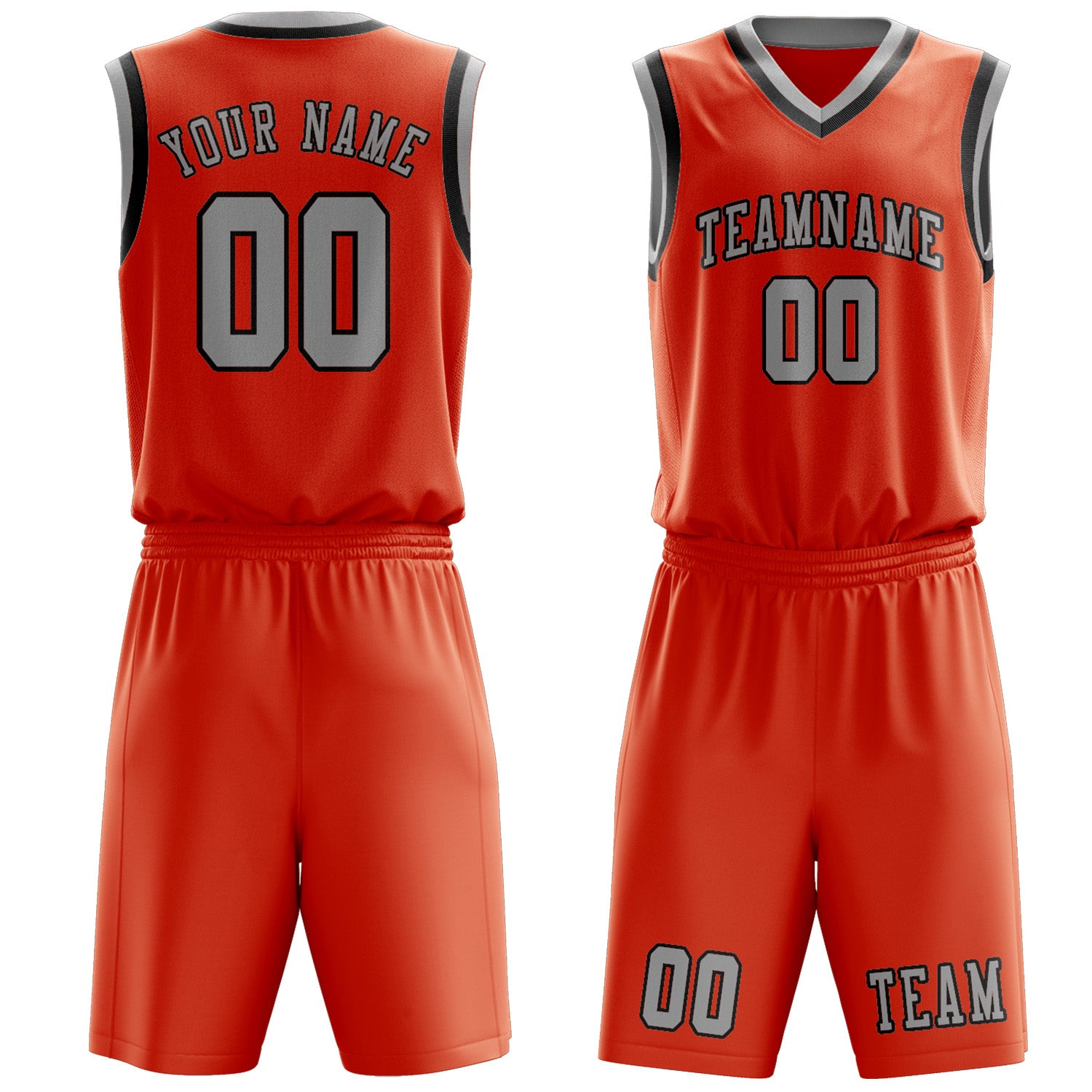 Benutzerdefiniertes Professionelles Orangerot Grau Basketballtrikot-Set