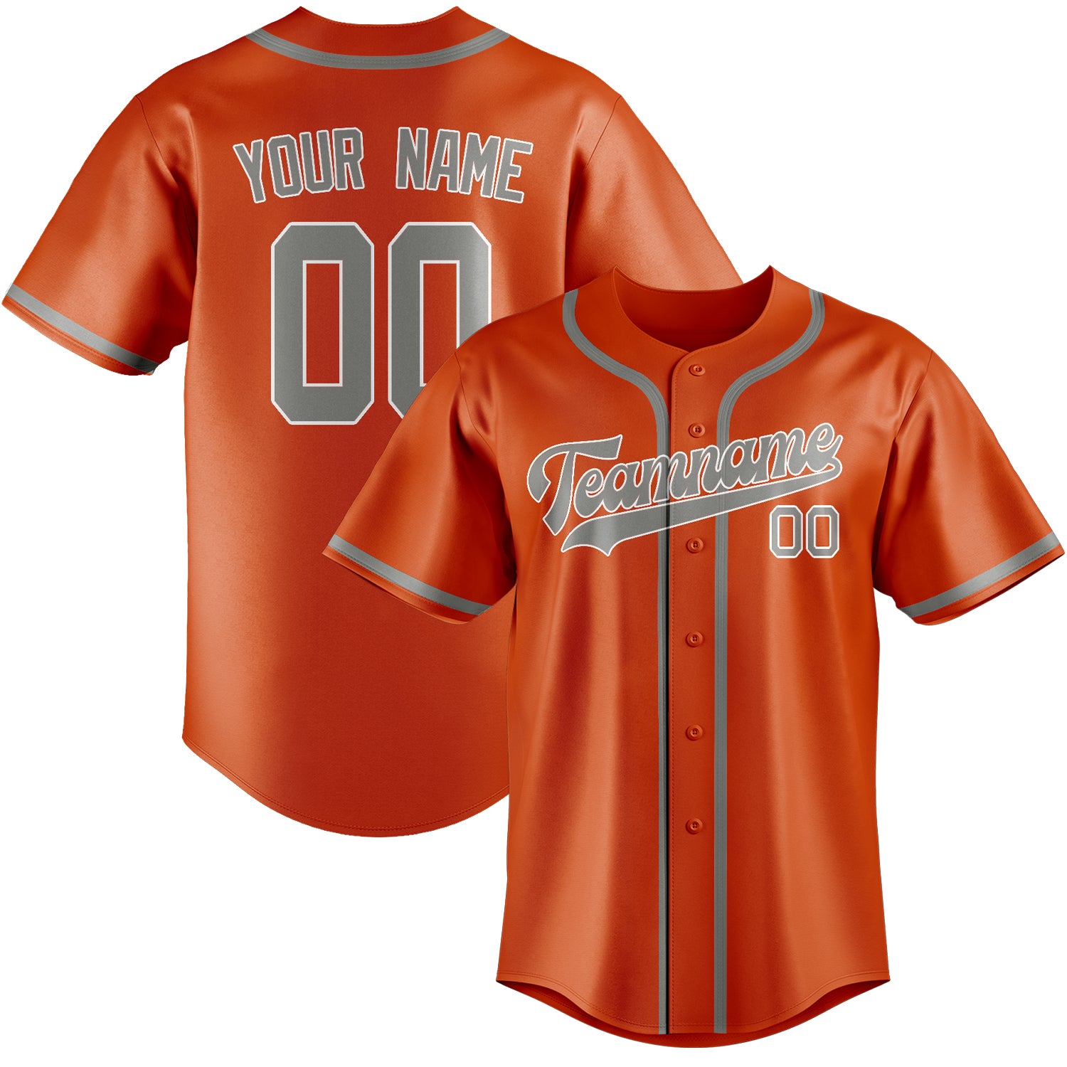 Benutzerdefiniertes Professionelles Orangerot Grau Baseballtrikot