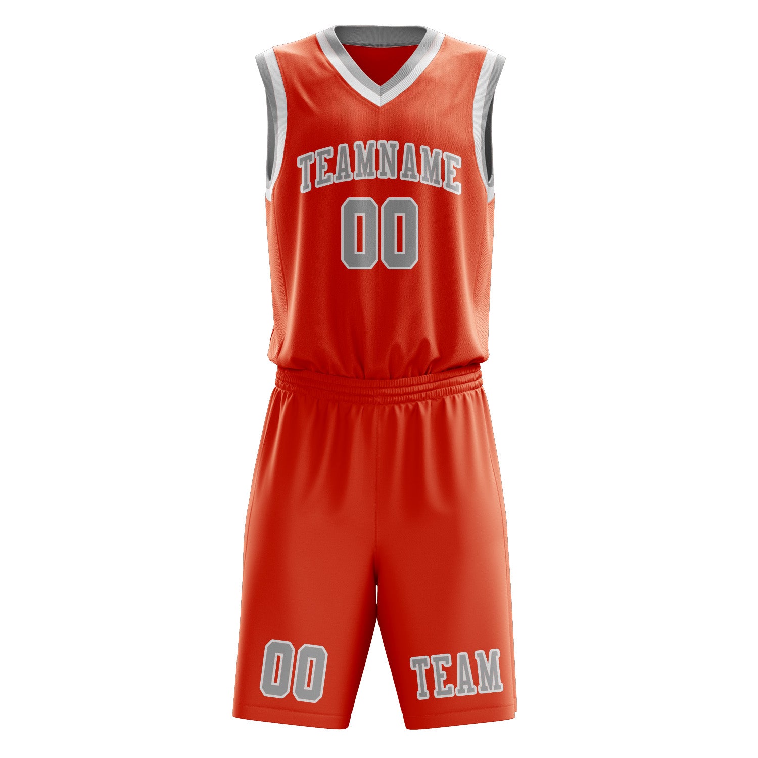 Benutzerdefiniertes Professionelles Orangerot Grau Basketballtrikot-Set