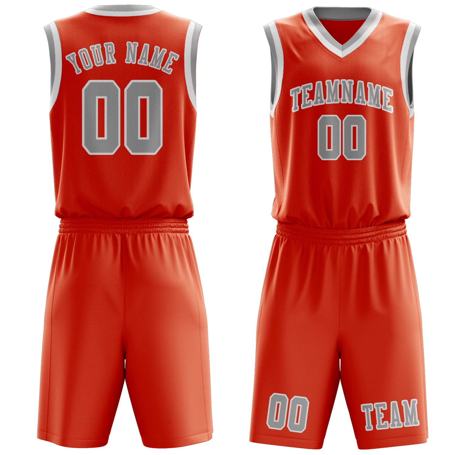 Benutzerdefiniertes Professionelles Orangerot Grau Basketballtrikot-Set