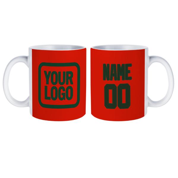 Tazza personalizzata verde abete rosso-arancio