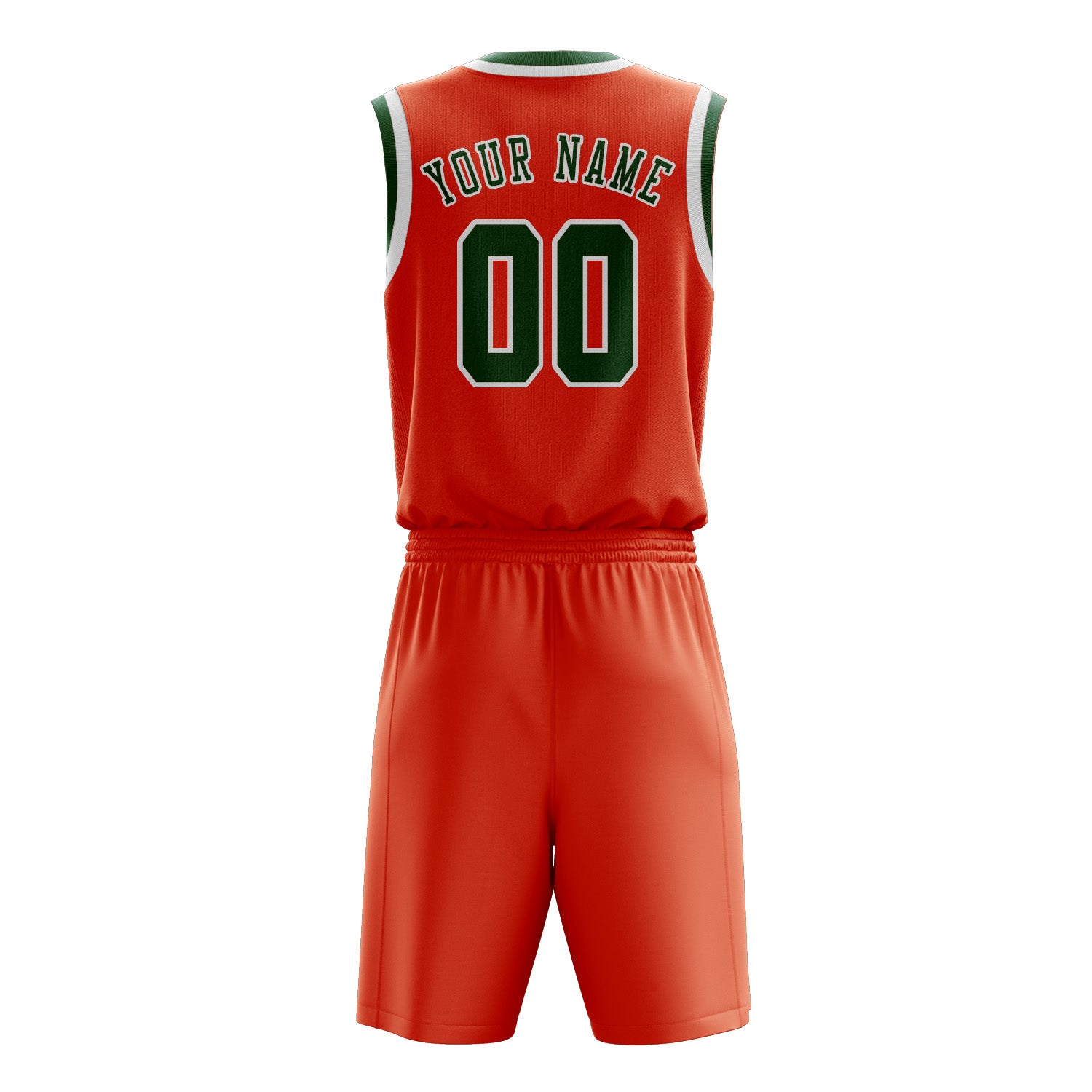 Benutzerdefiniertes Professionelles Orangerot Moosgrün Basketballtrikot-Set