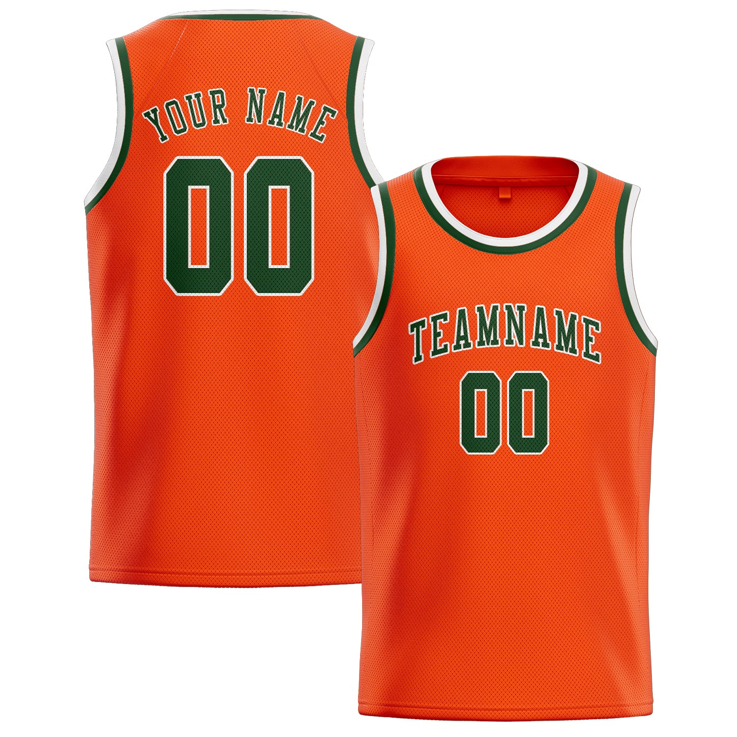 Benutzerdefiniertes Professionelles Orangerot Tannengrün Basketballtrikot